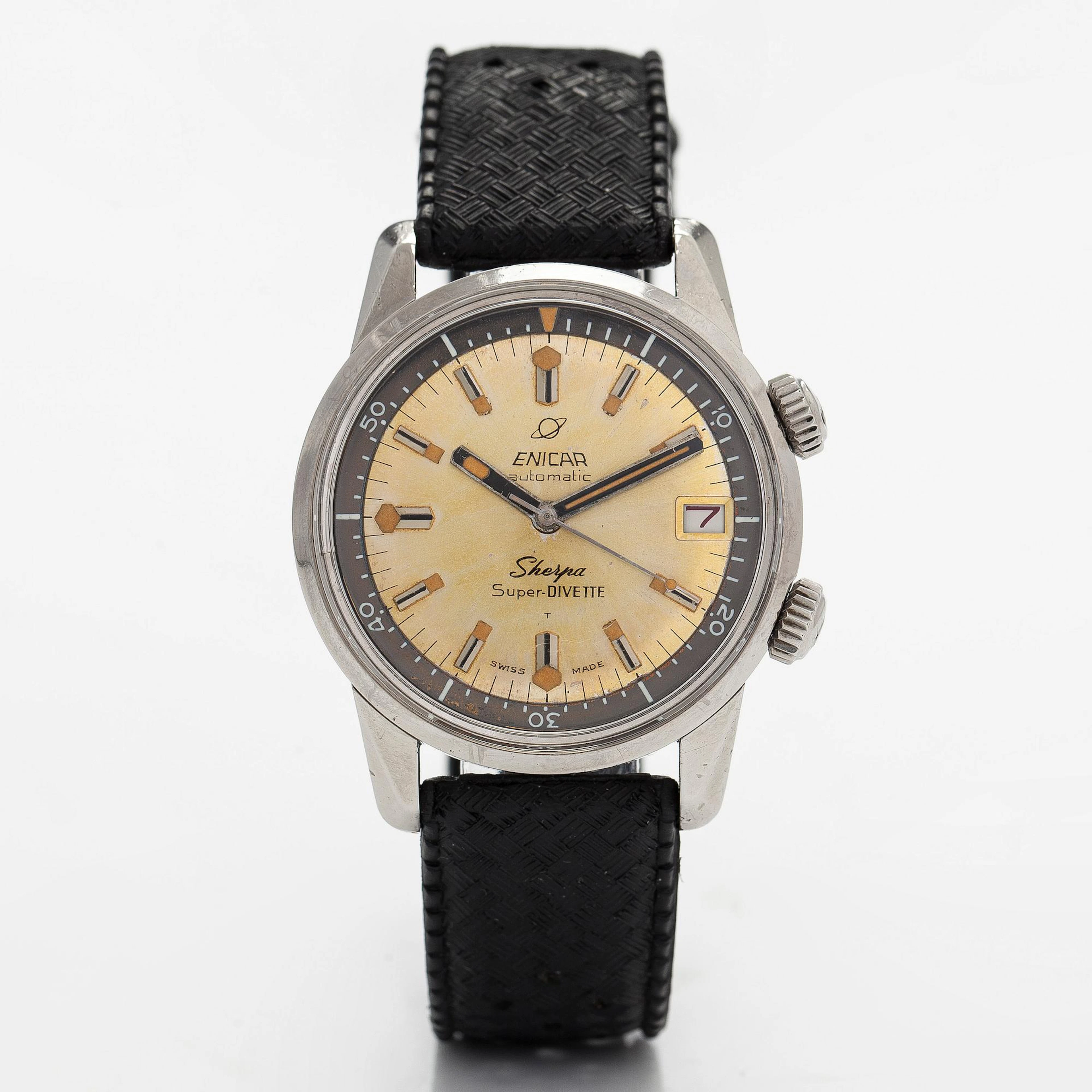 Enicar, Sherpa, Super-Divette, Seapearl, wristwatch, 36 mm.