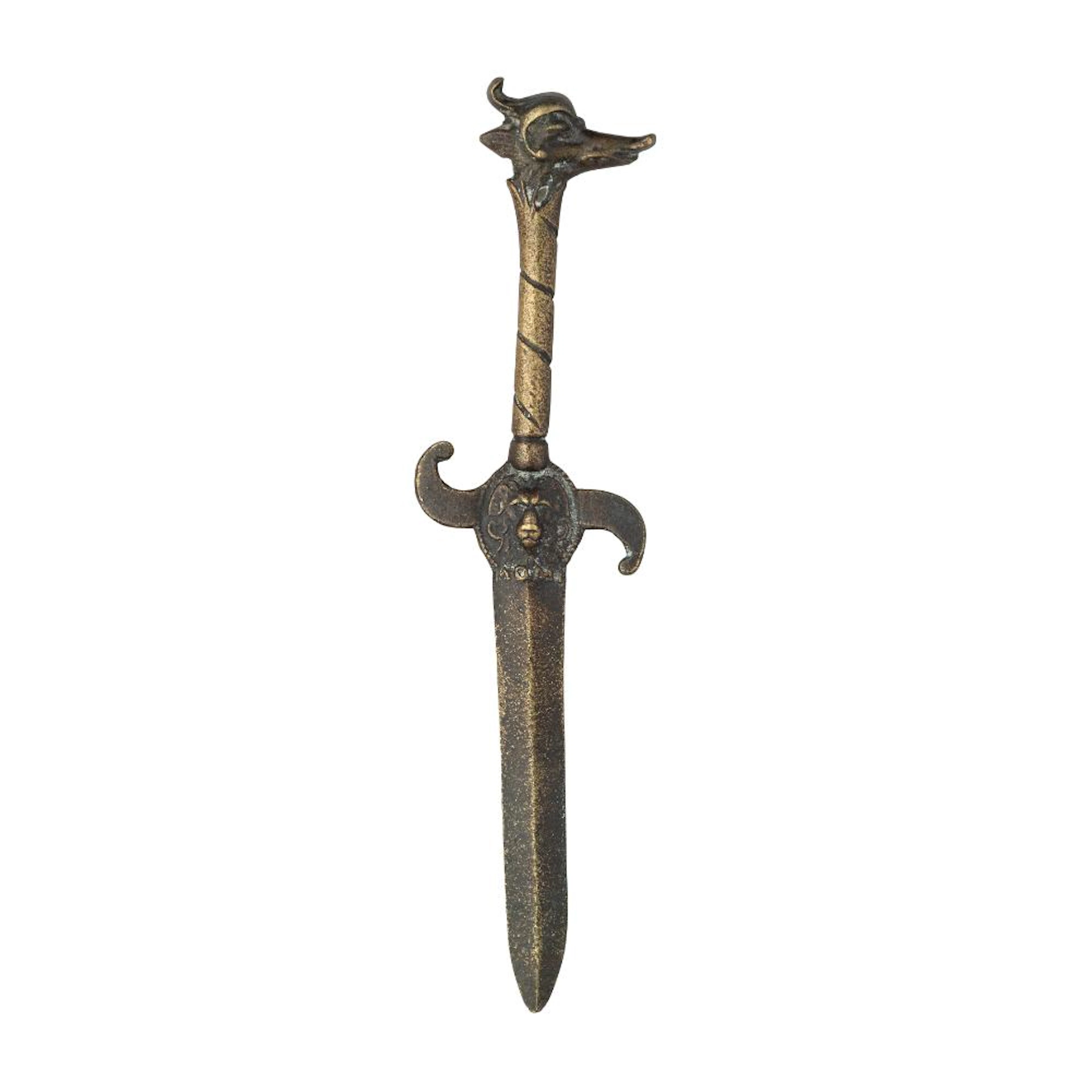 A BRONZE DAGGER IN FANTASTIC MEDIEVAL STYLE, MID-19TH CENTURY