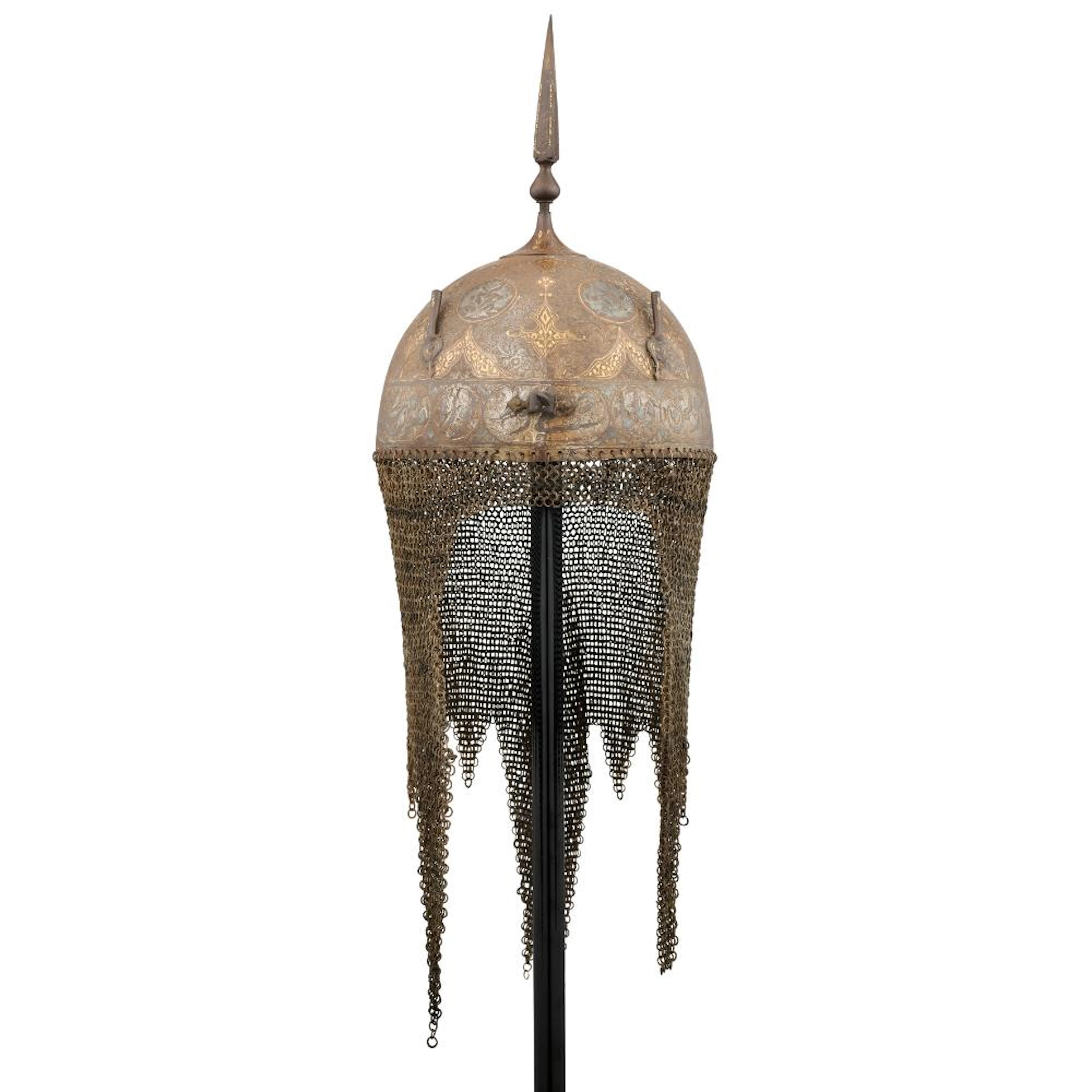 A PERSIAN DECORATED HELMET (KULAH KHUD), QAJAR, MID-19TH CENTURY