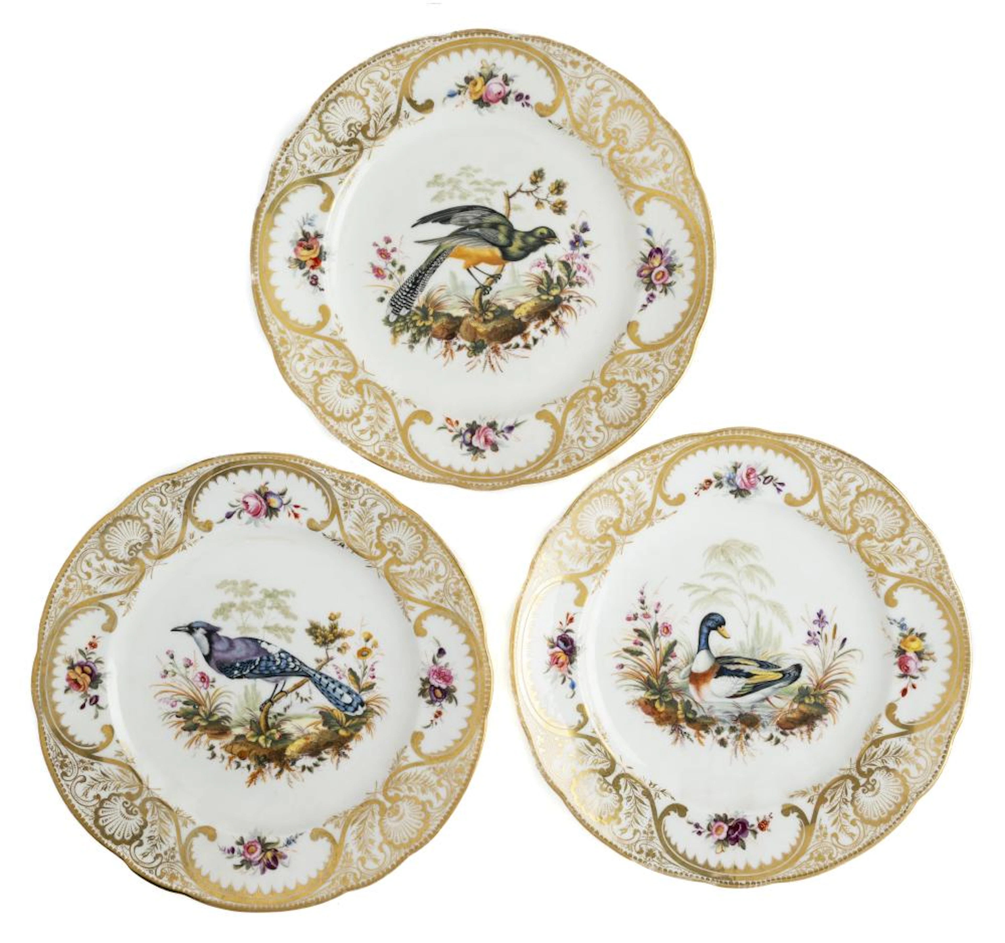 A SET OF THREE NANTGARW PLATES, CIRCA 1820
