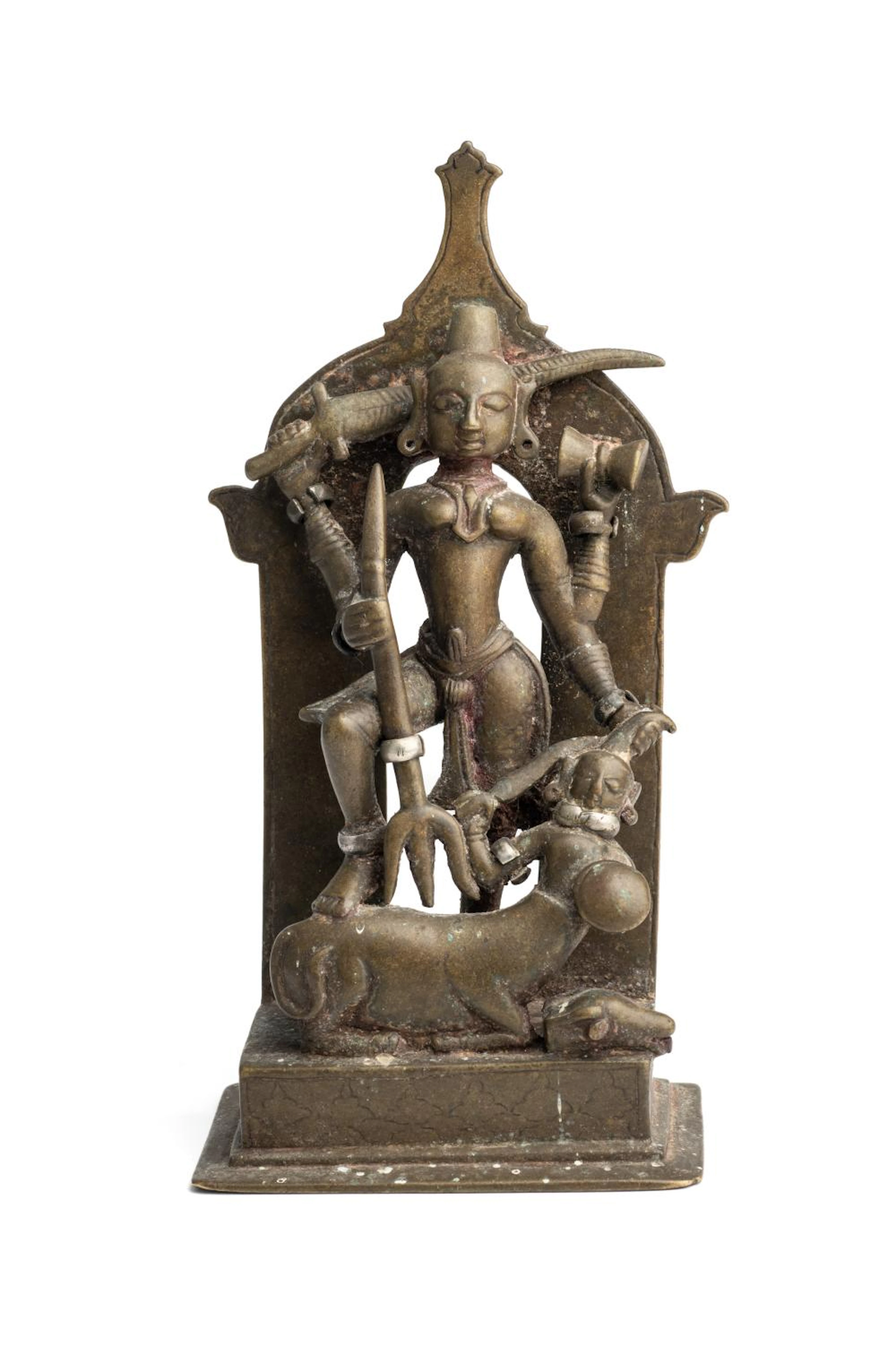 A BRONZE SHRINE DEPICTING DURGA MAHISASURAMARDINI