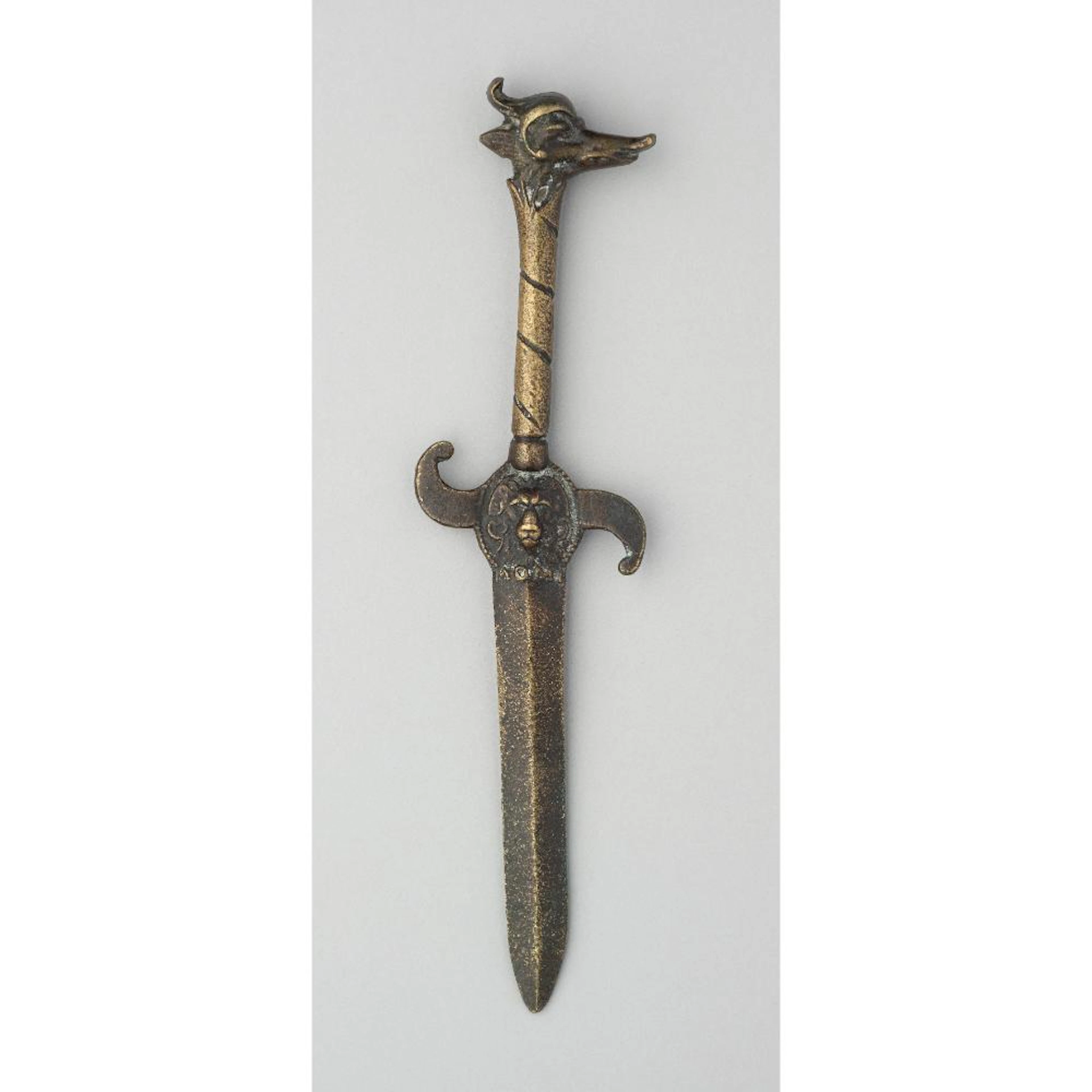 A BRONZE DAGGER IN FANTASTIC MEDIEVAL STYLE, MID-19TH CENTURY