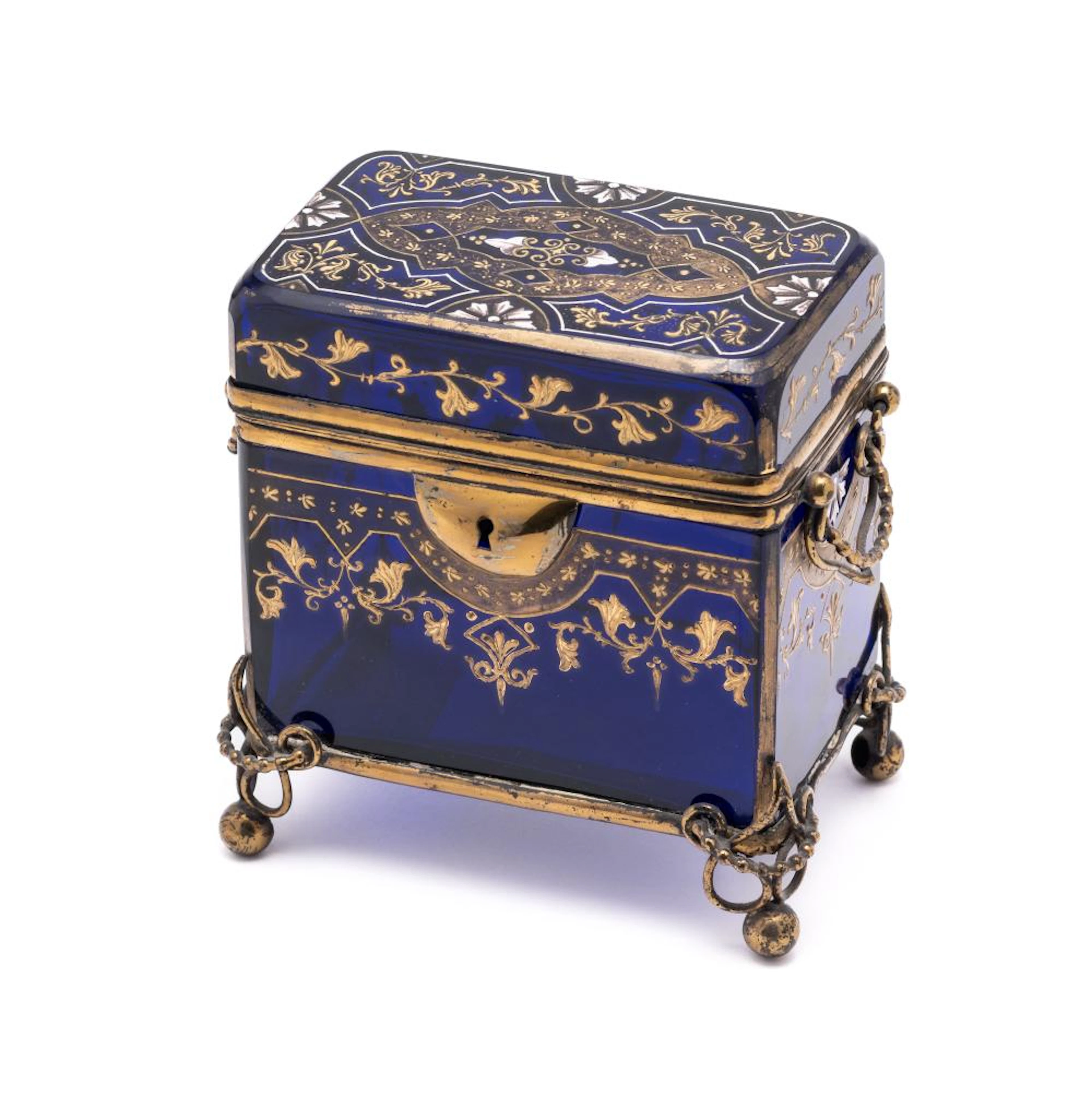 A BOHEMIAN GLASS CASKET, PROBABLY MOSER OF KARLSBAD, LATE 19TH CENTURY