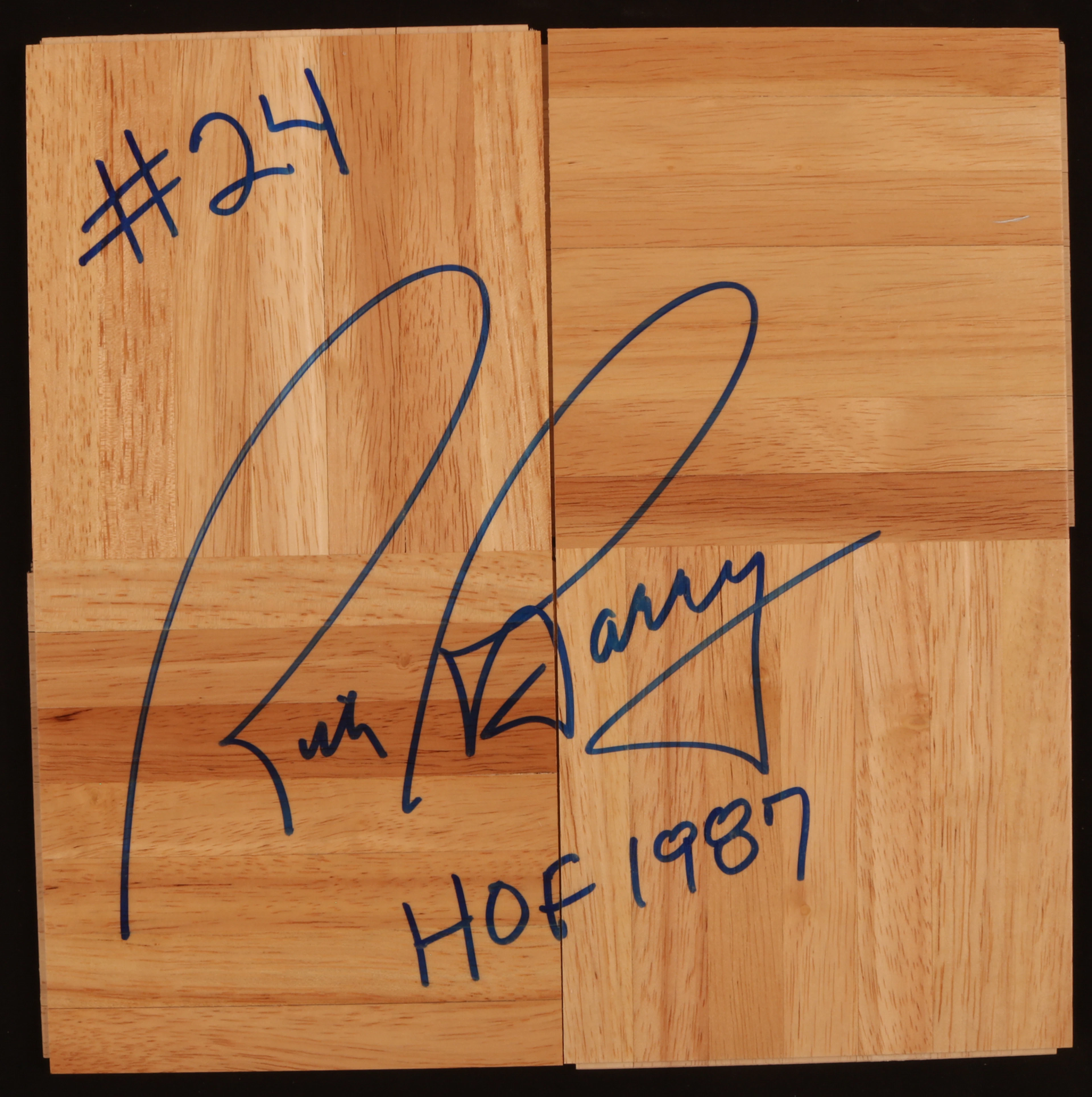 Rick Barry "HOF 1987" Signed Basketball Court Floorboard