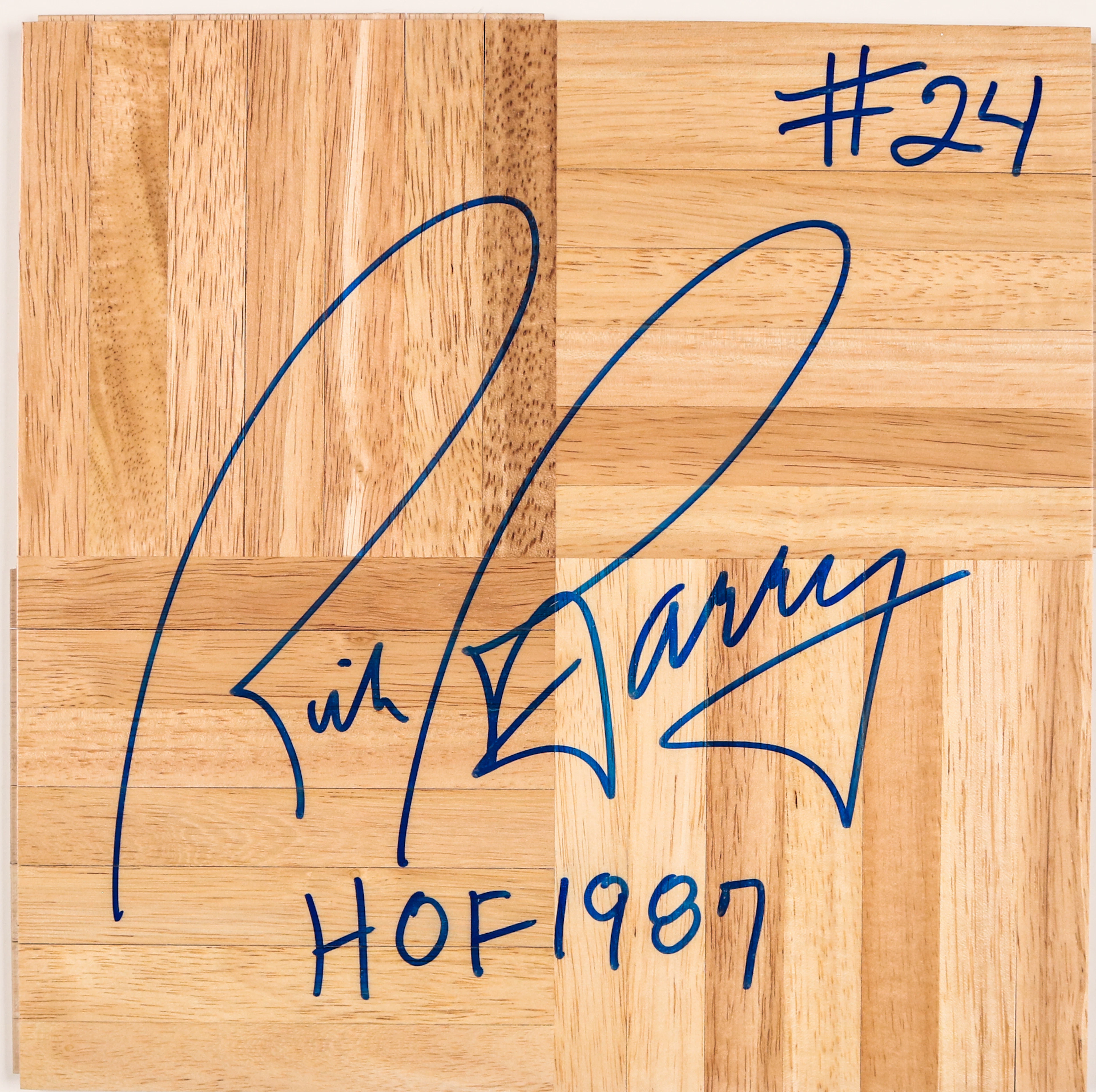 Rick Barry "HOF 1987" Signed Basketball Court Floorboard