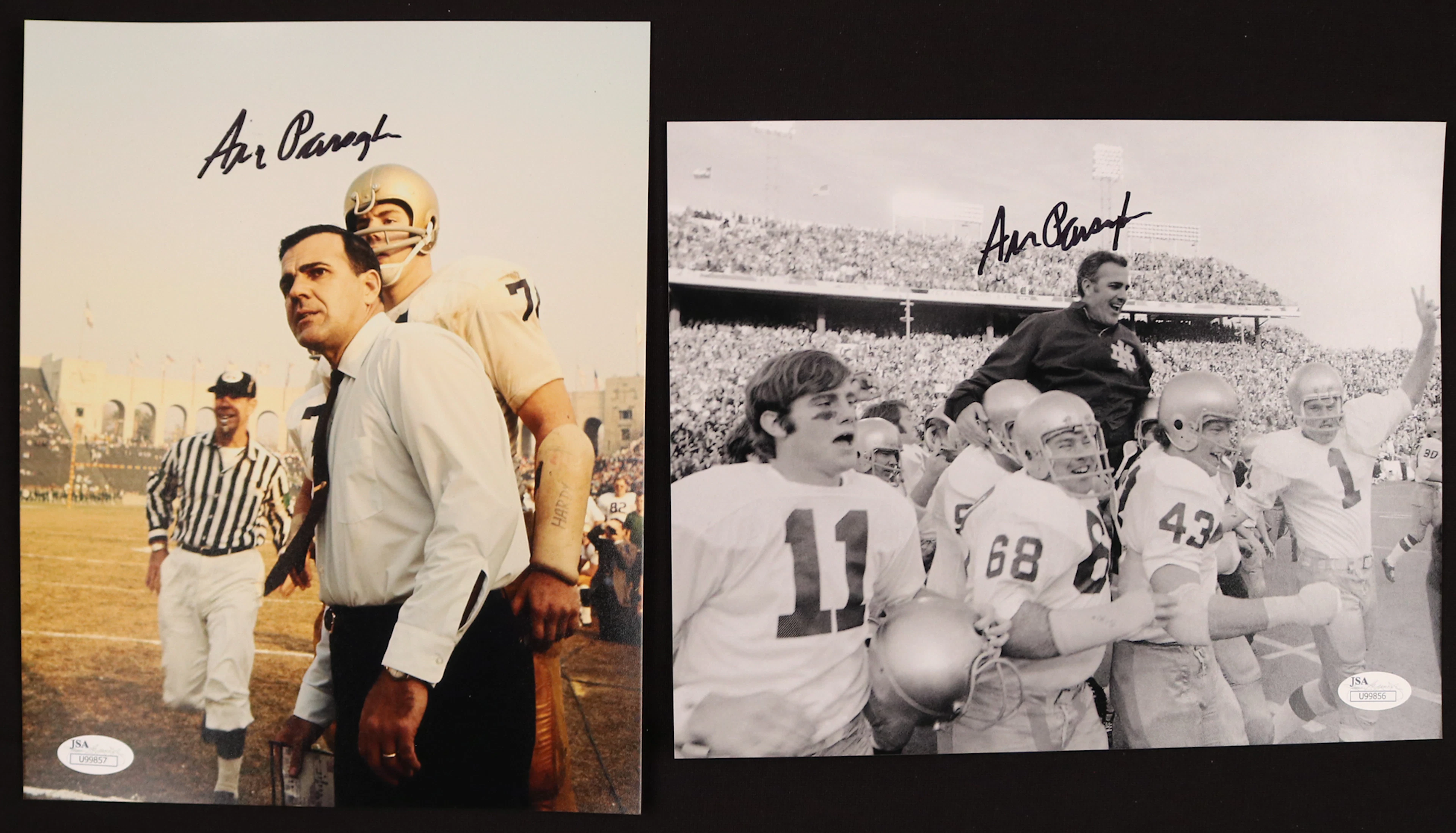Lot of (2) Ara Parseghian Signed 8x10 Photographs - JSA COA's