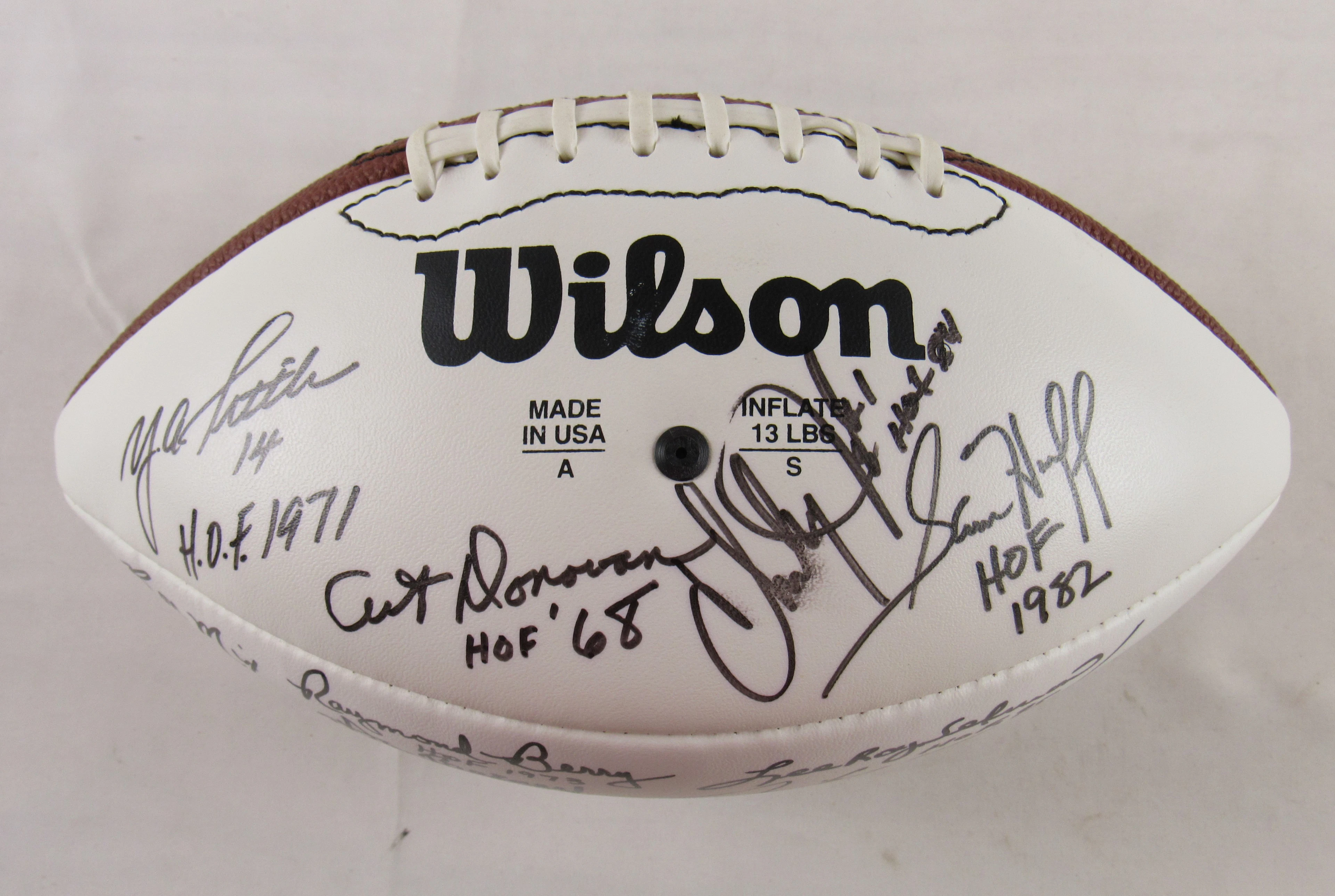 NFL HOFer Multi Signed Wilson White Panel Football w/ 16 Signatures...