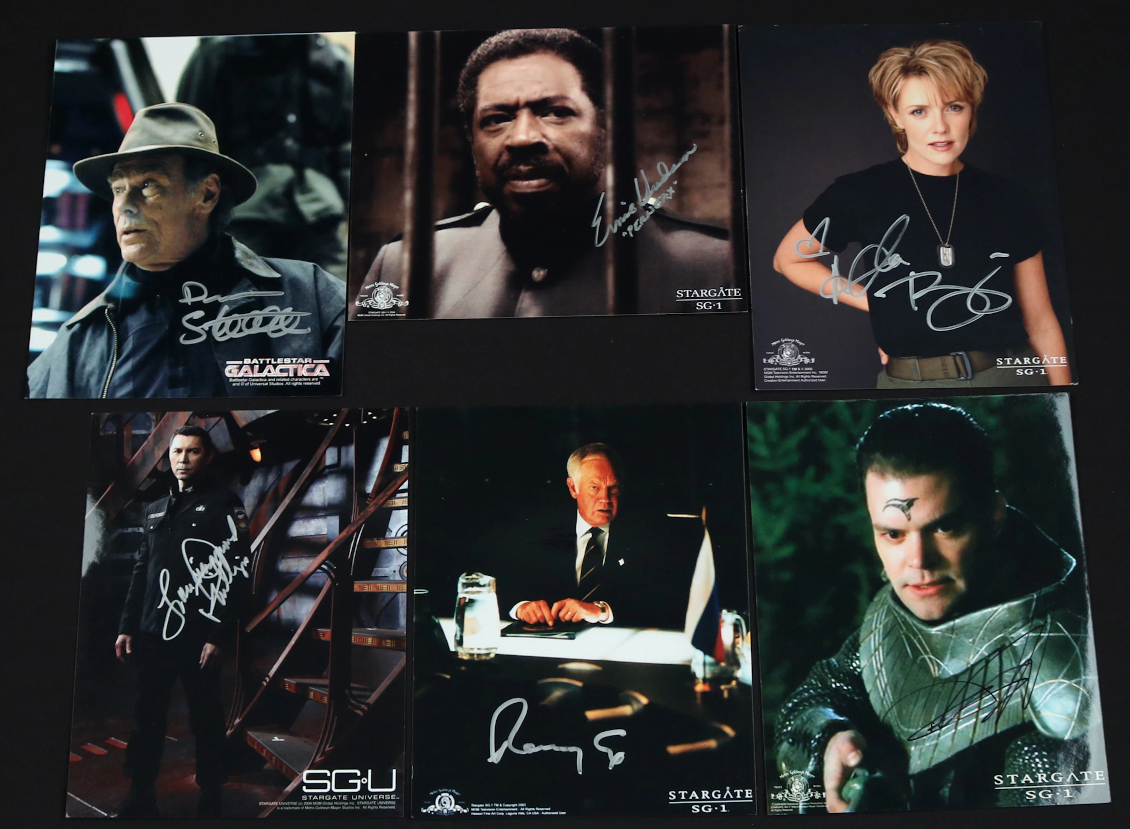 Lot of (6) Stargate SG-1 and Battlestar Galactica Signed 8x10 Photographs