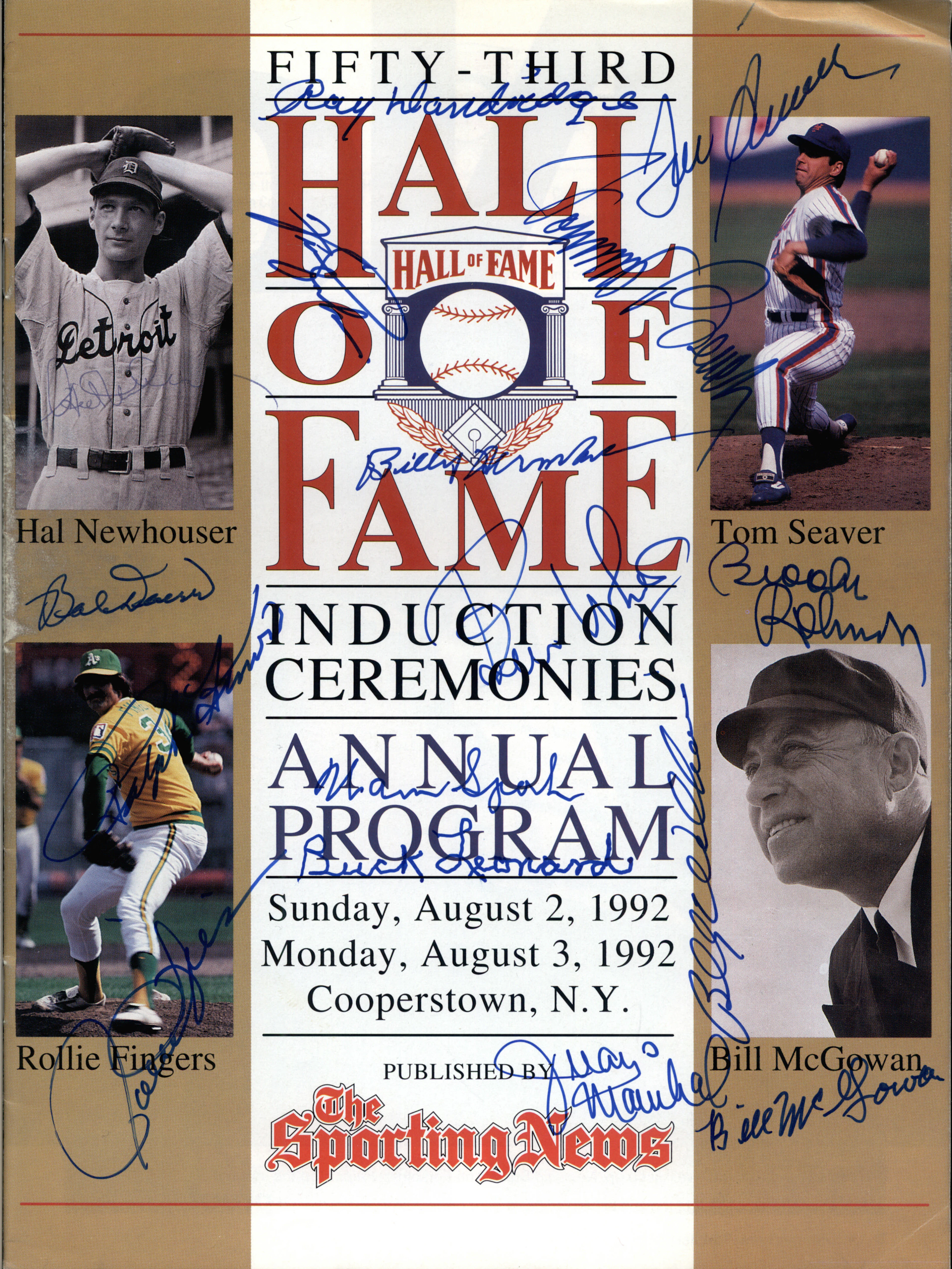 Multi-Signed 1992 Baseball Hall of Fame Induction Program