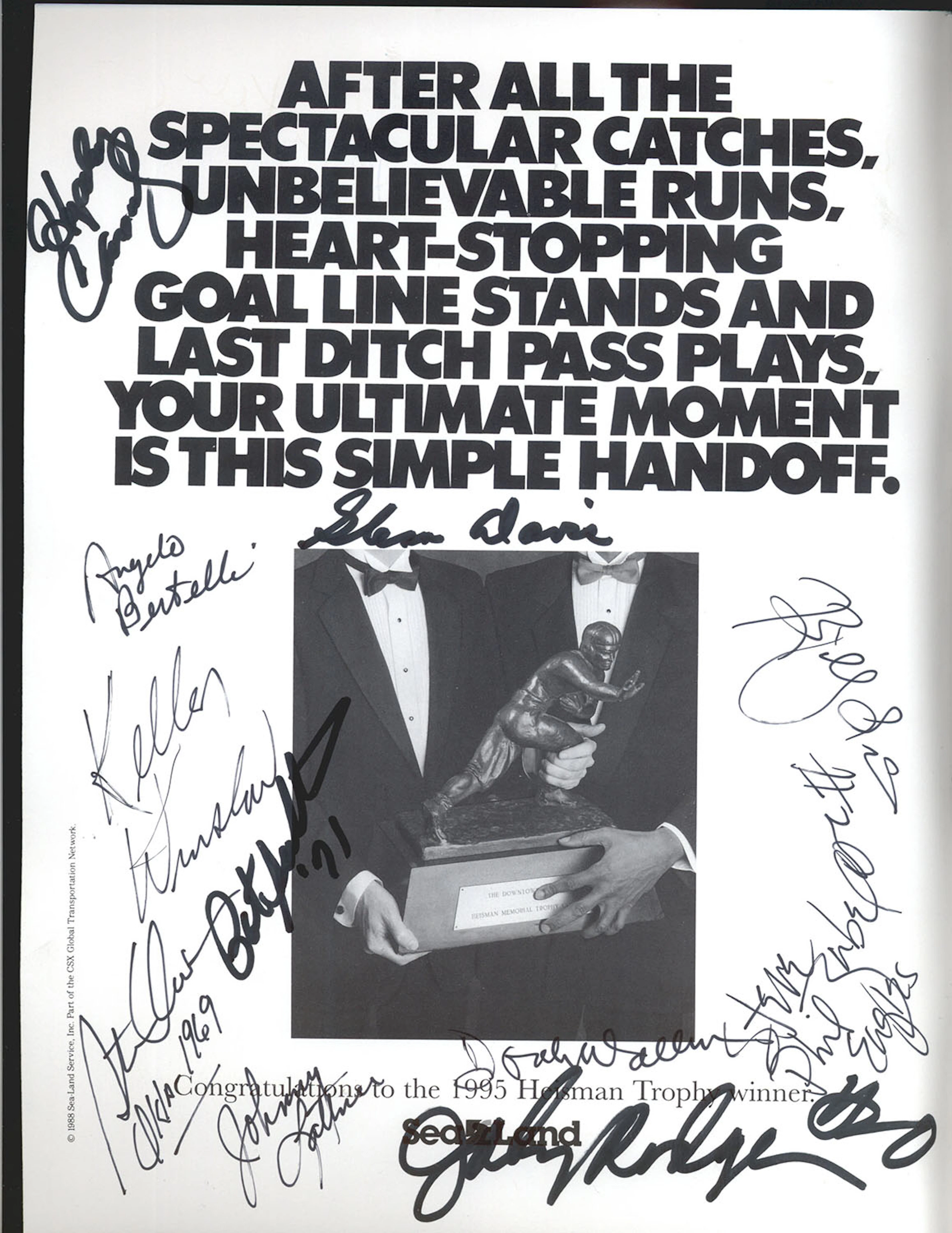 1995 Heisman Memorial Trophy Award Program Signed by (20)
