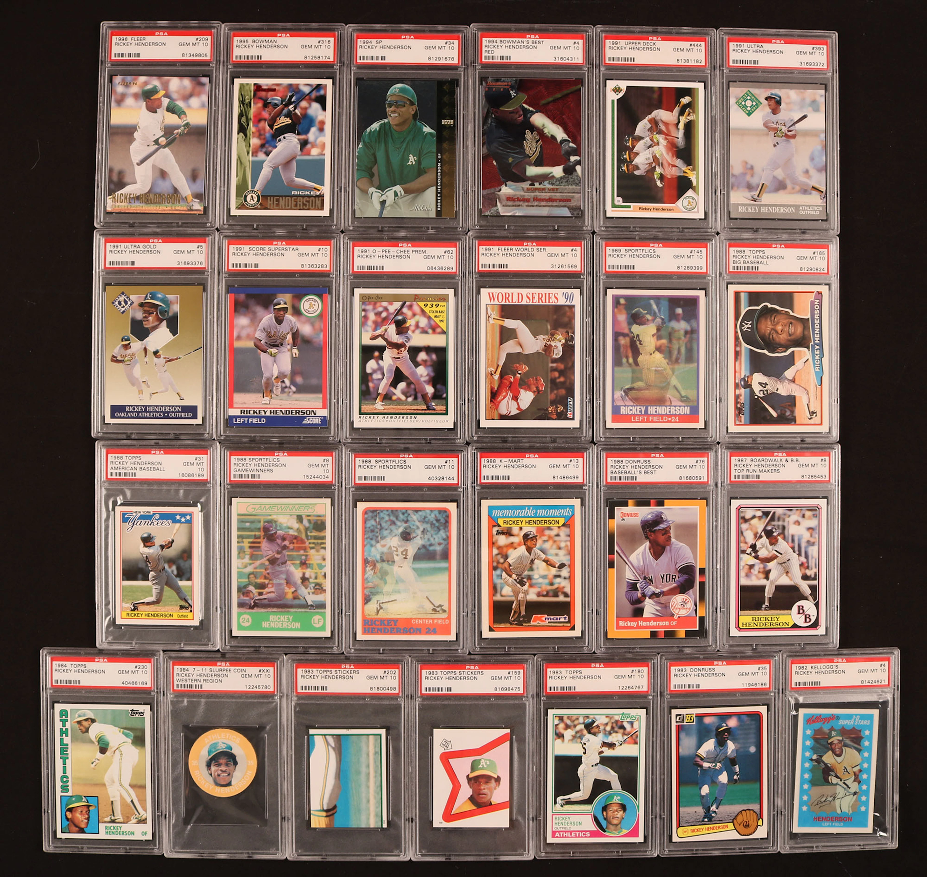 Lot of (25) 1980s-1990s PSA GEM MT 10 Graded and Encapsulated...