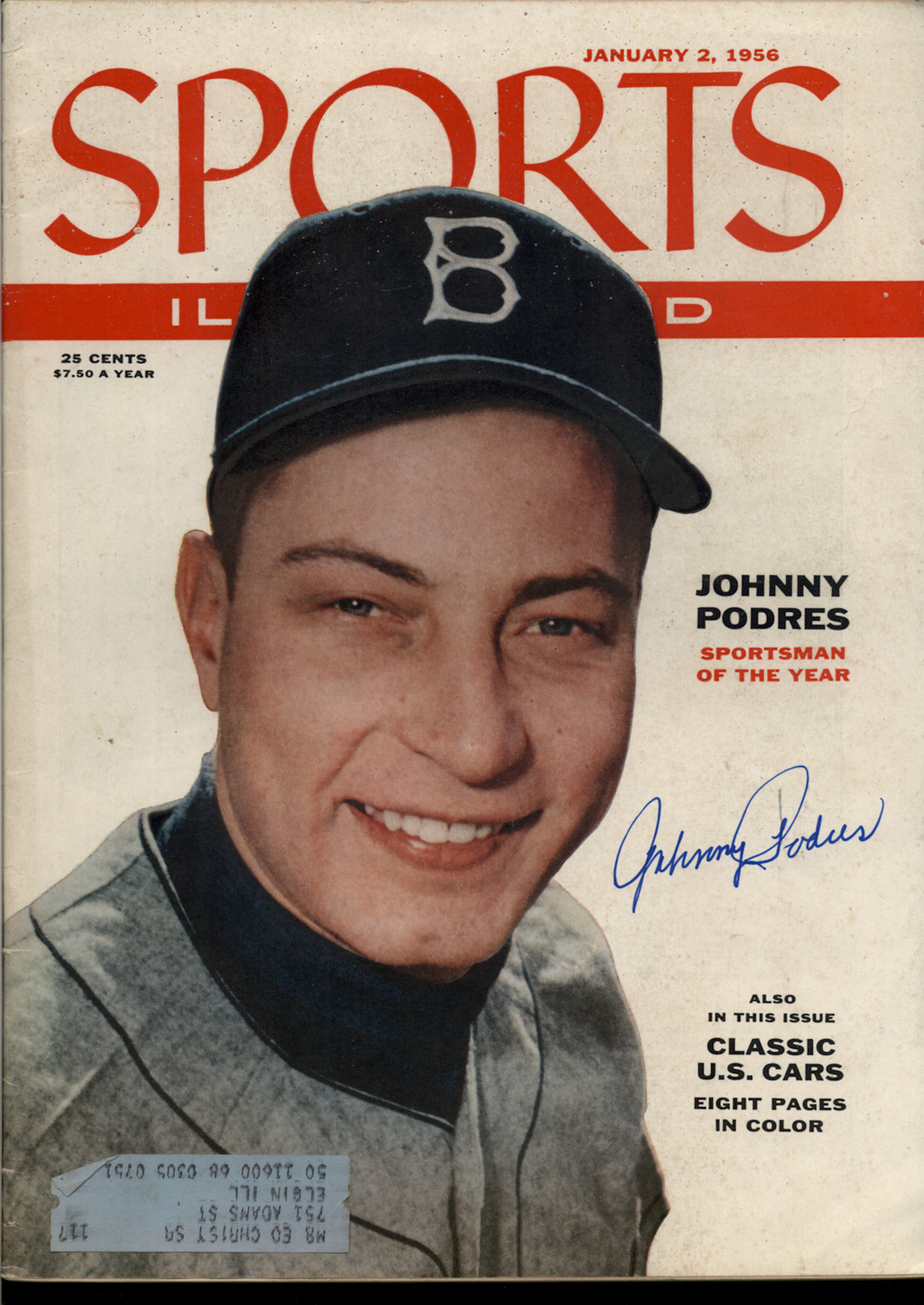 Johnny Podres Signed 1956 Sports Illustrated Magazine