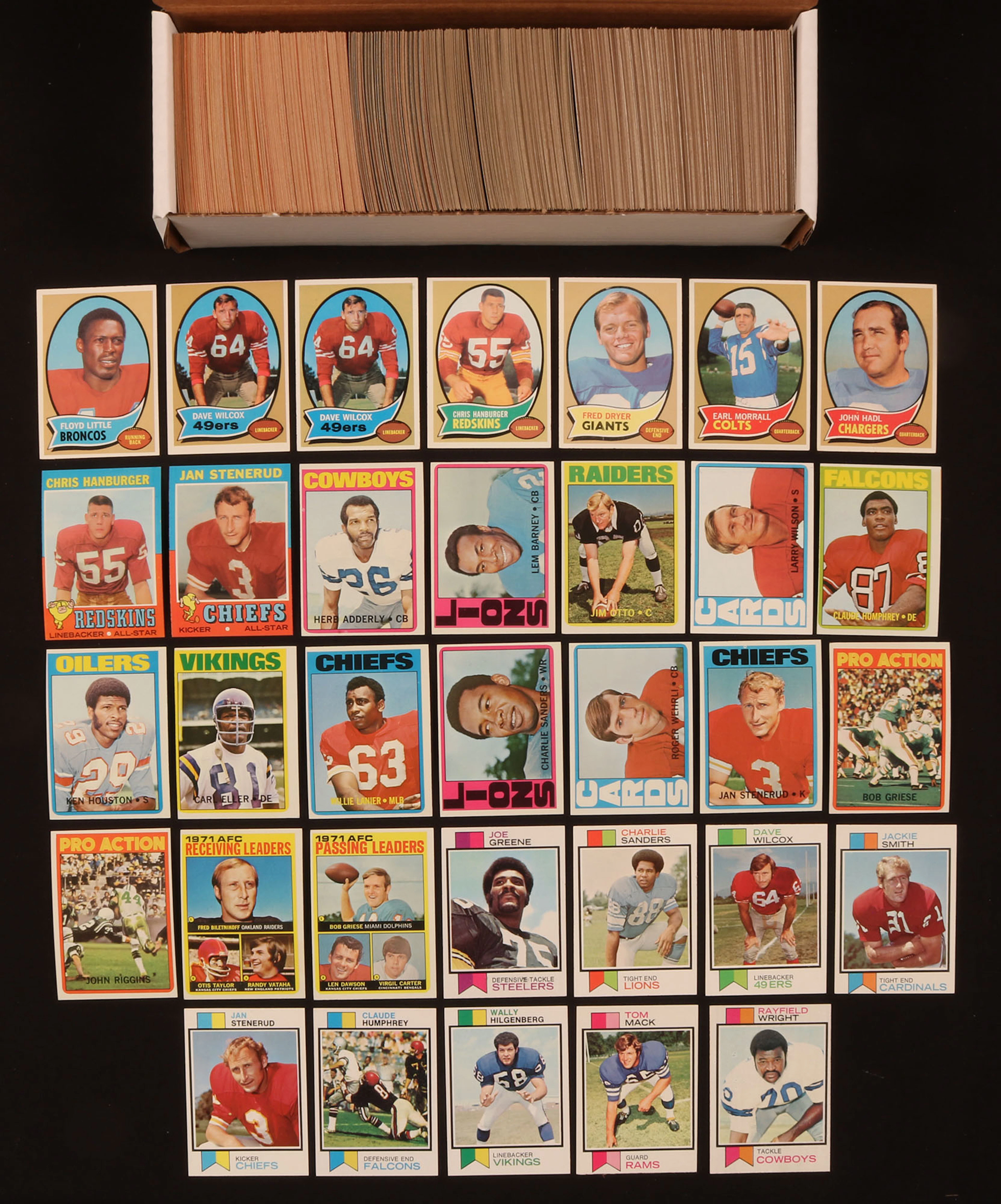 Lot of (625+) 1970-1973 Topps Football Cards with Hall of Famers
