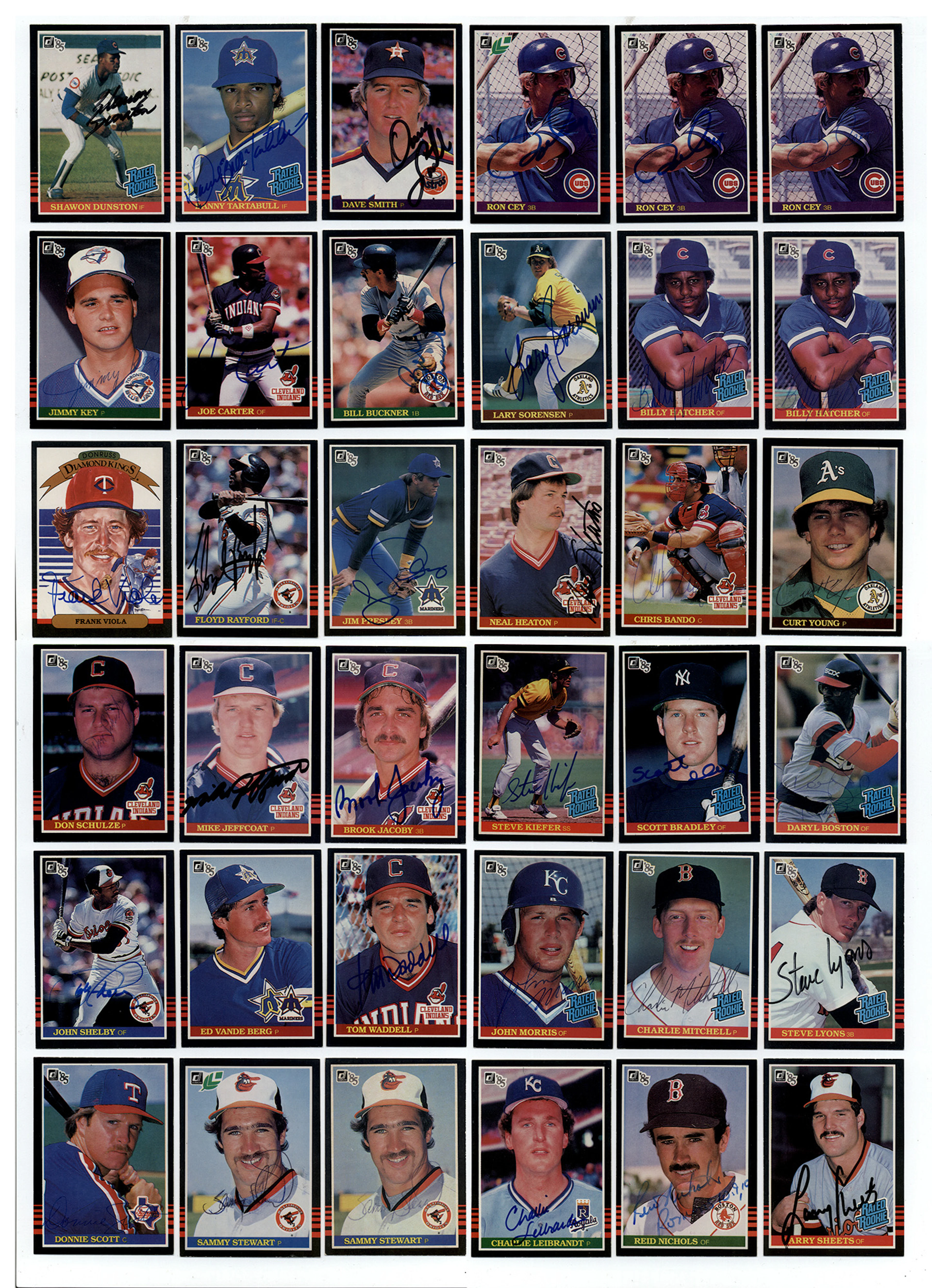 Lot of (66) Baseball Stars Signed 1985 Donruss Baseball Cards