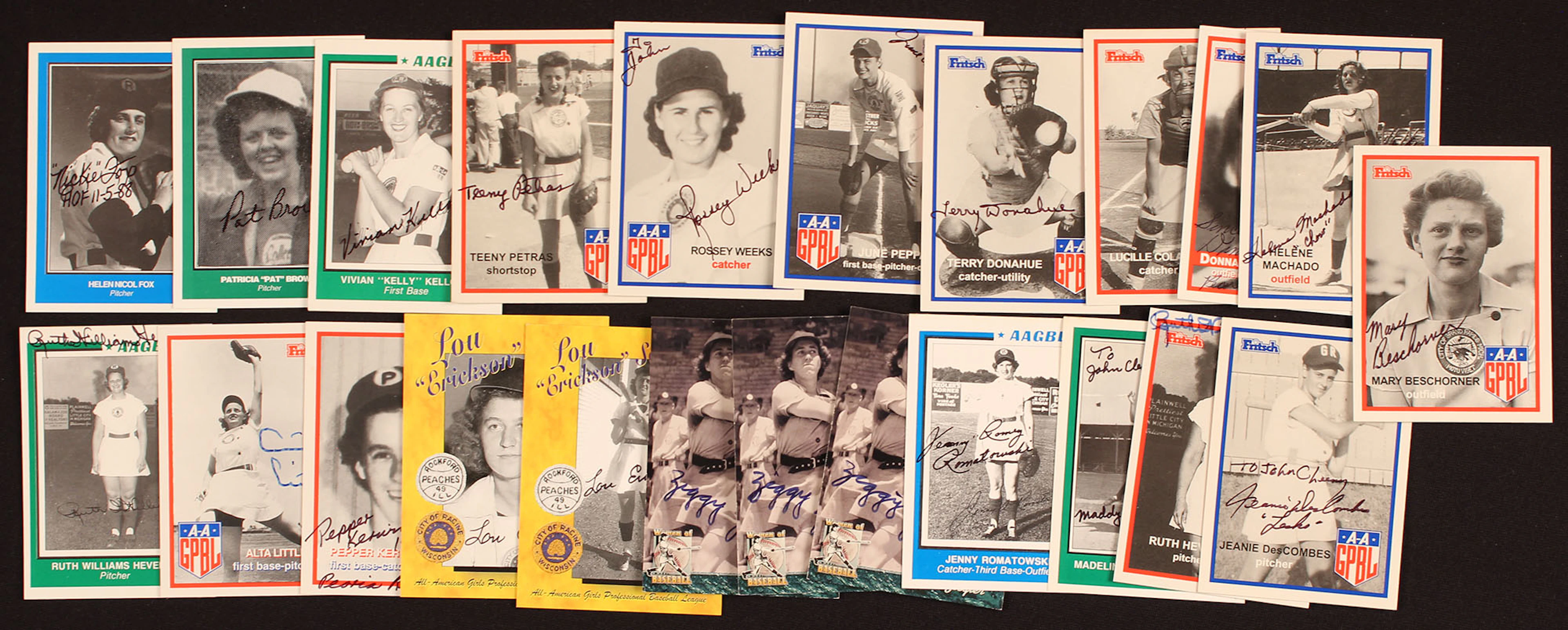 Lot of (27) All American Girls Professional Baseball League Stars Signed Items