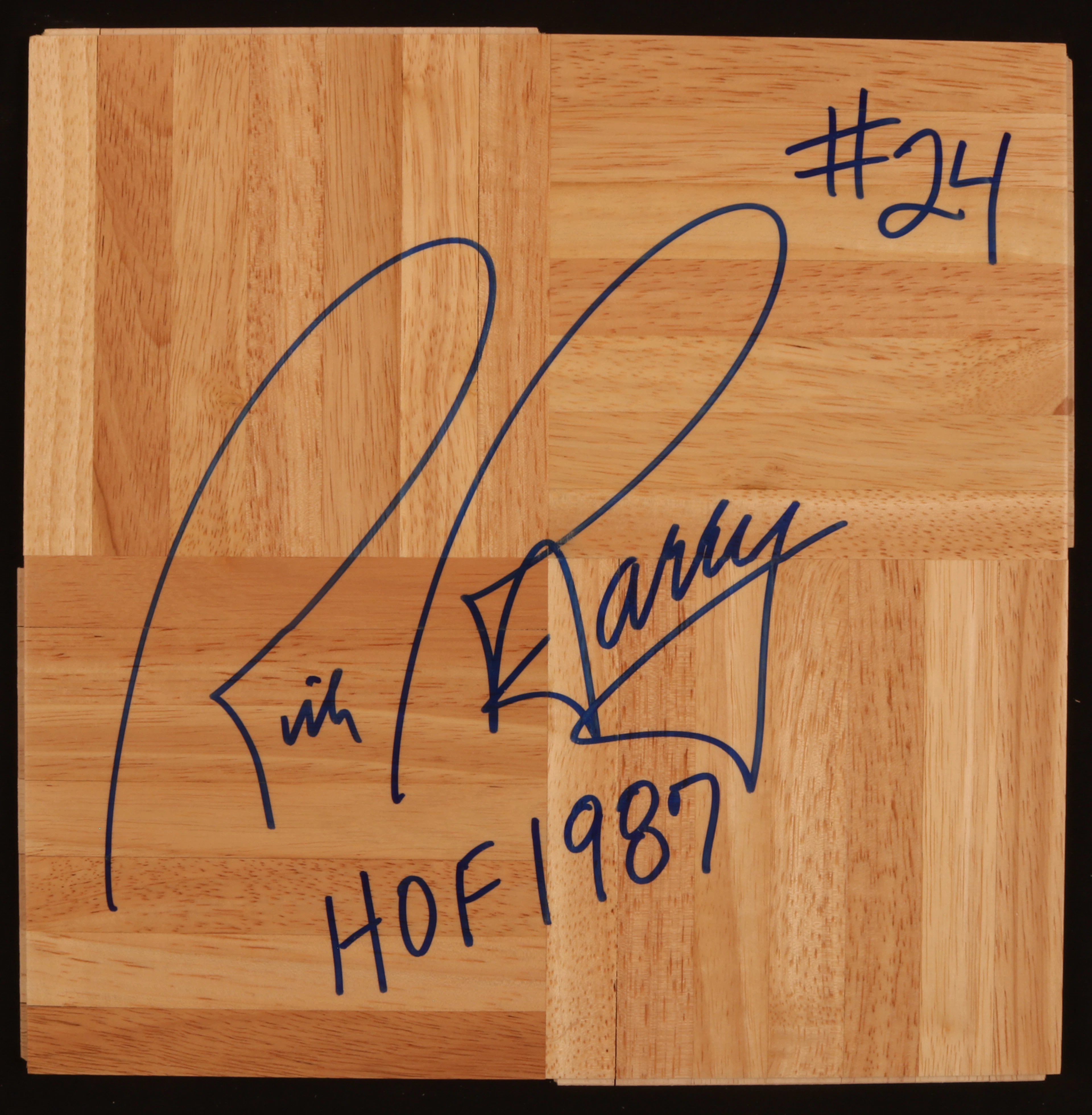 Rick Barry "HOF 1987" Signed Basketball Court Floorboard