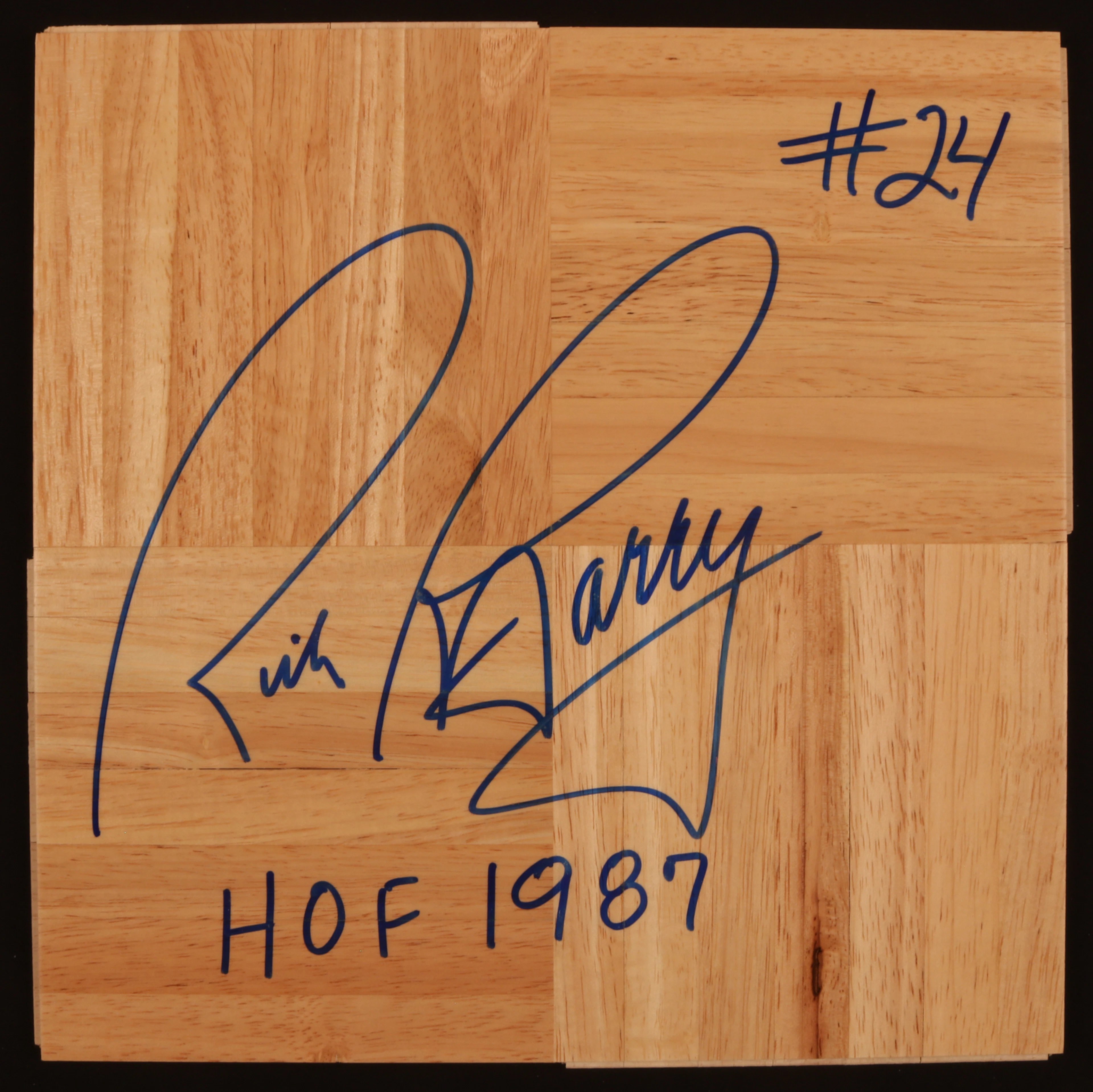 Rick Barry "HOF 1987" Signed Basketball Court Floorboard