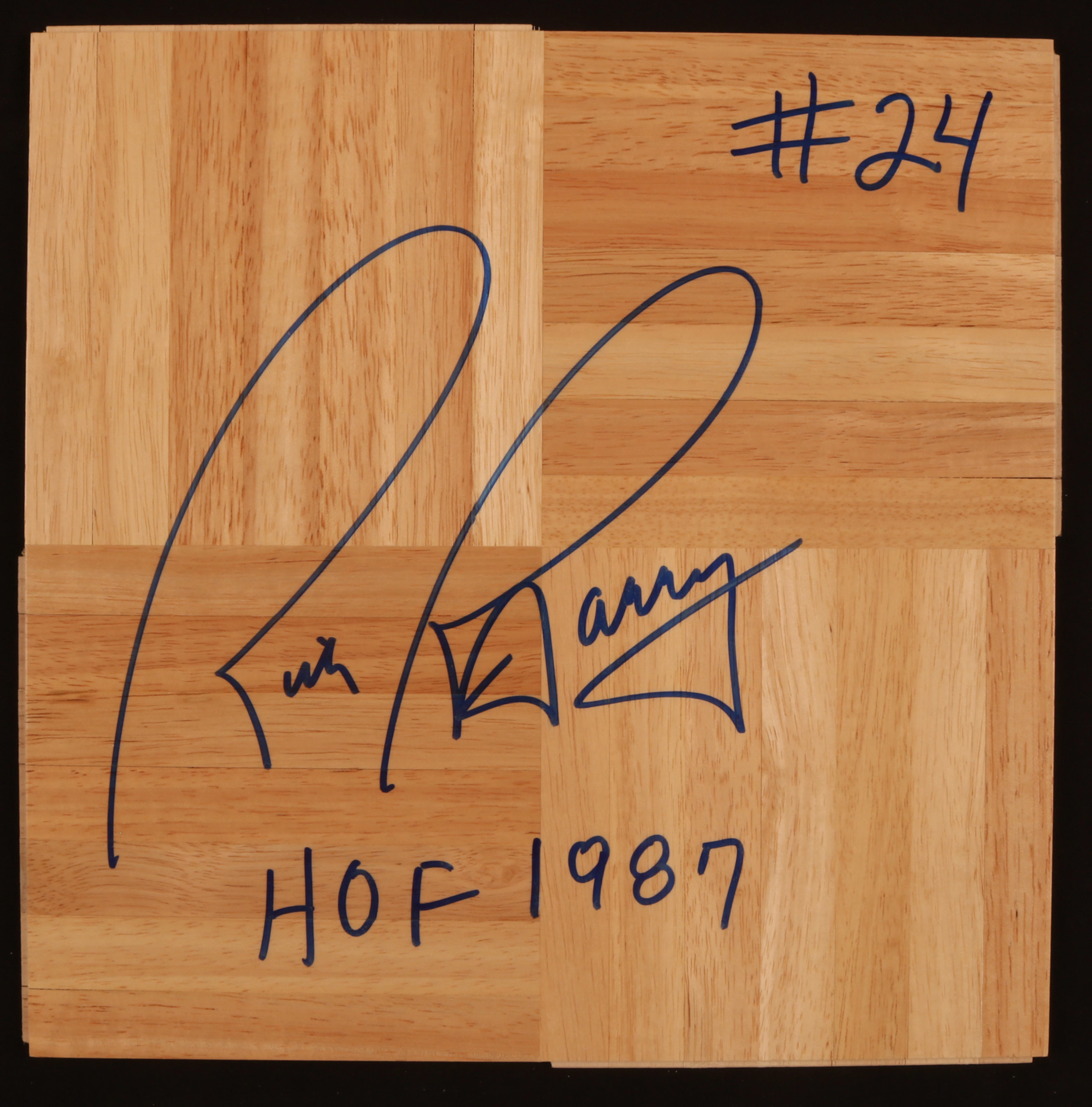 Rick Barry "HOF 1987" Signed Basketball Court Floorboard