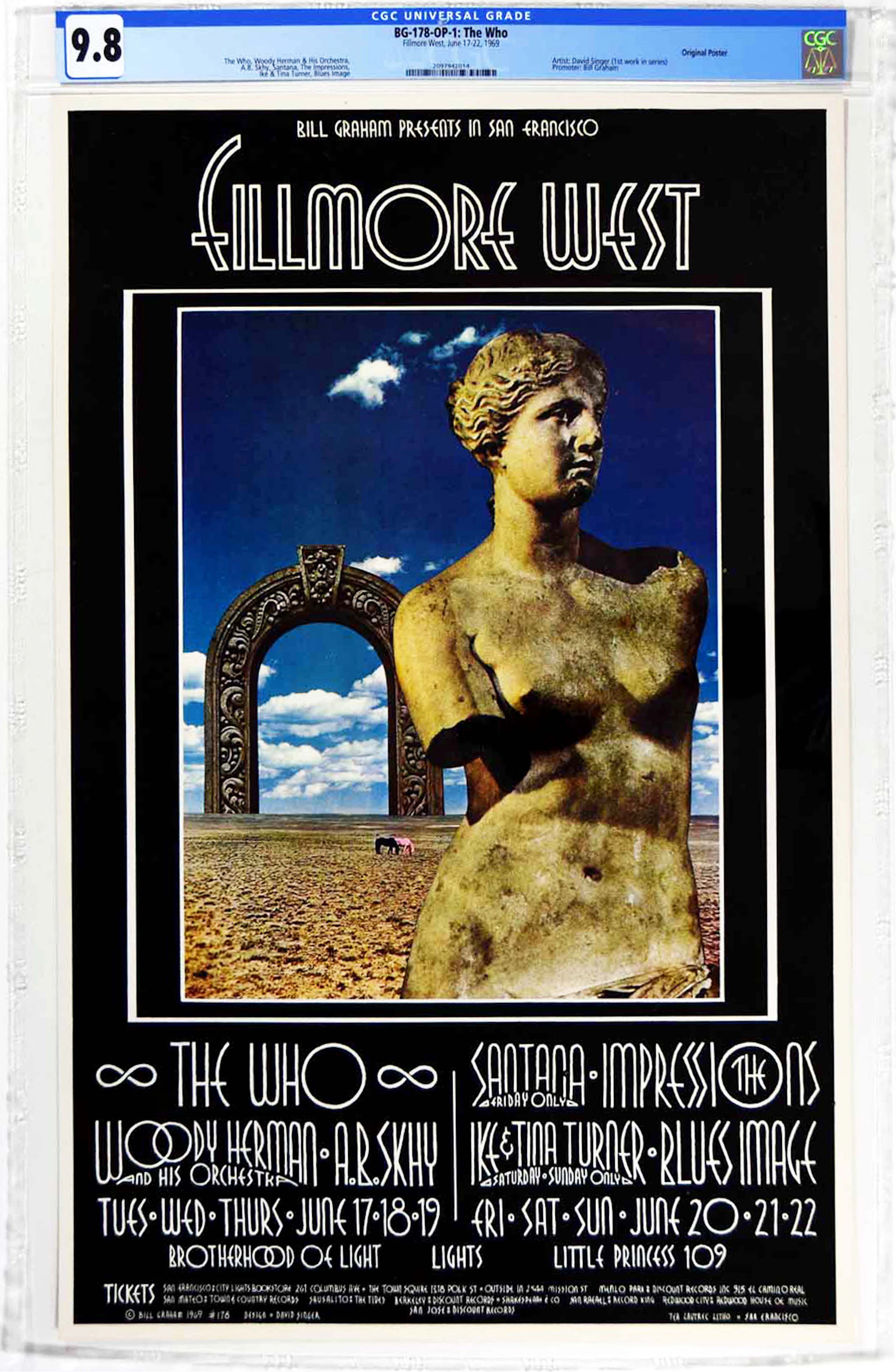 1969–BG-178-OP-1-The Who-Fillmore West Concert Poster-CGC Graded 9.8