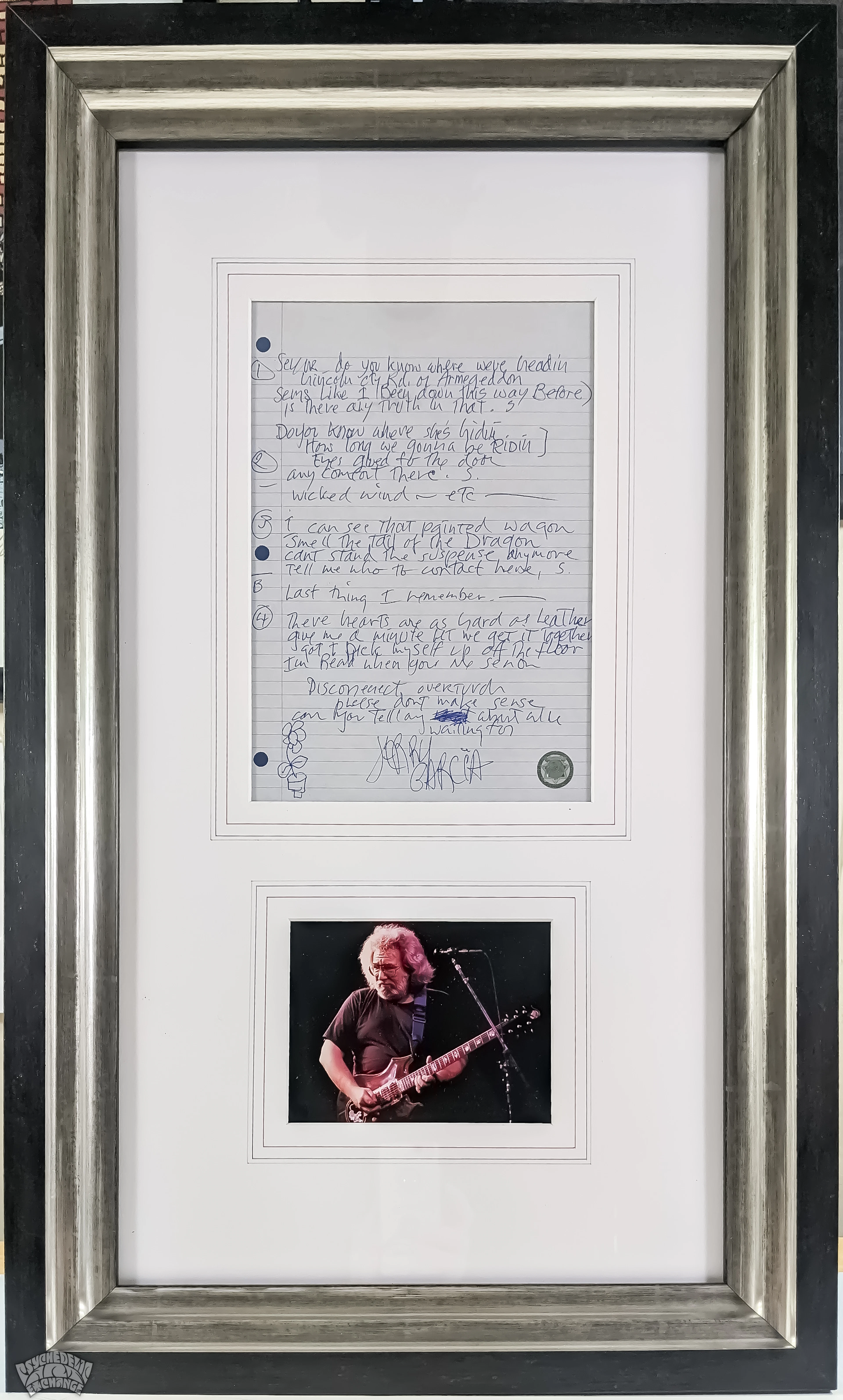 1990-Jerry Garcia SIGNED Handwritten Lyrics for "Señor"...