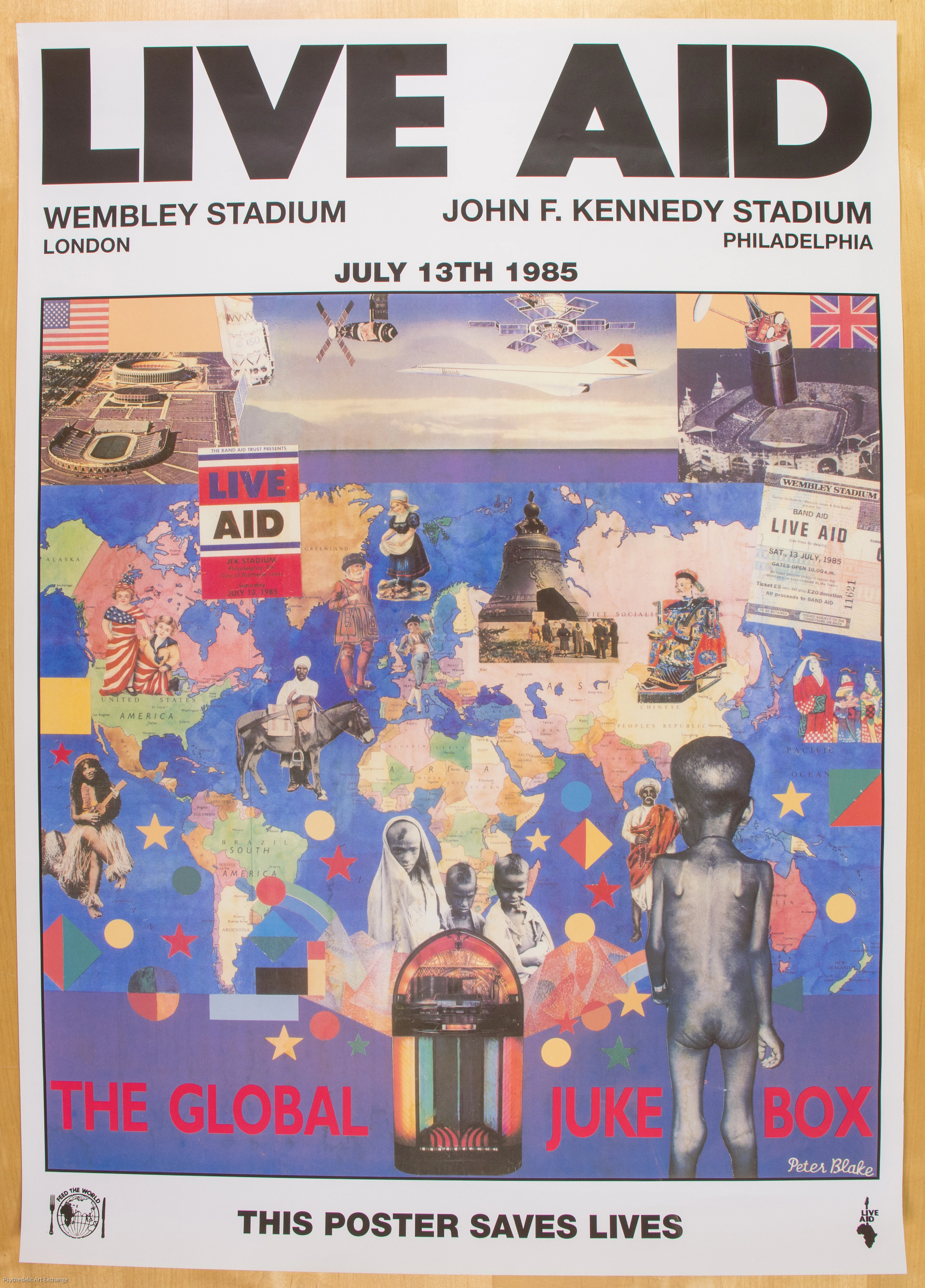 1985–Live Aid Festival Concert Poster-Led Zeppelin-Bob...