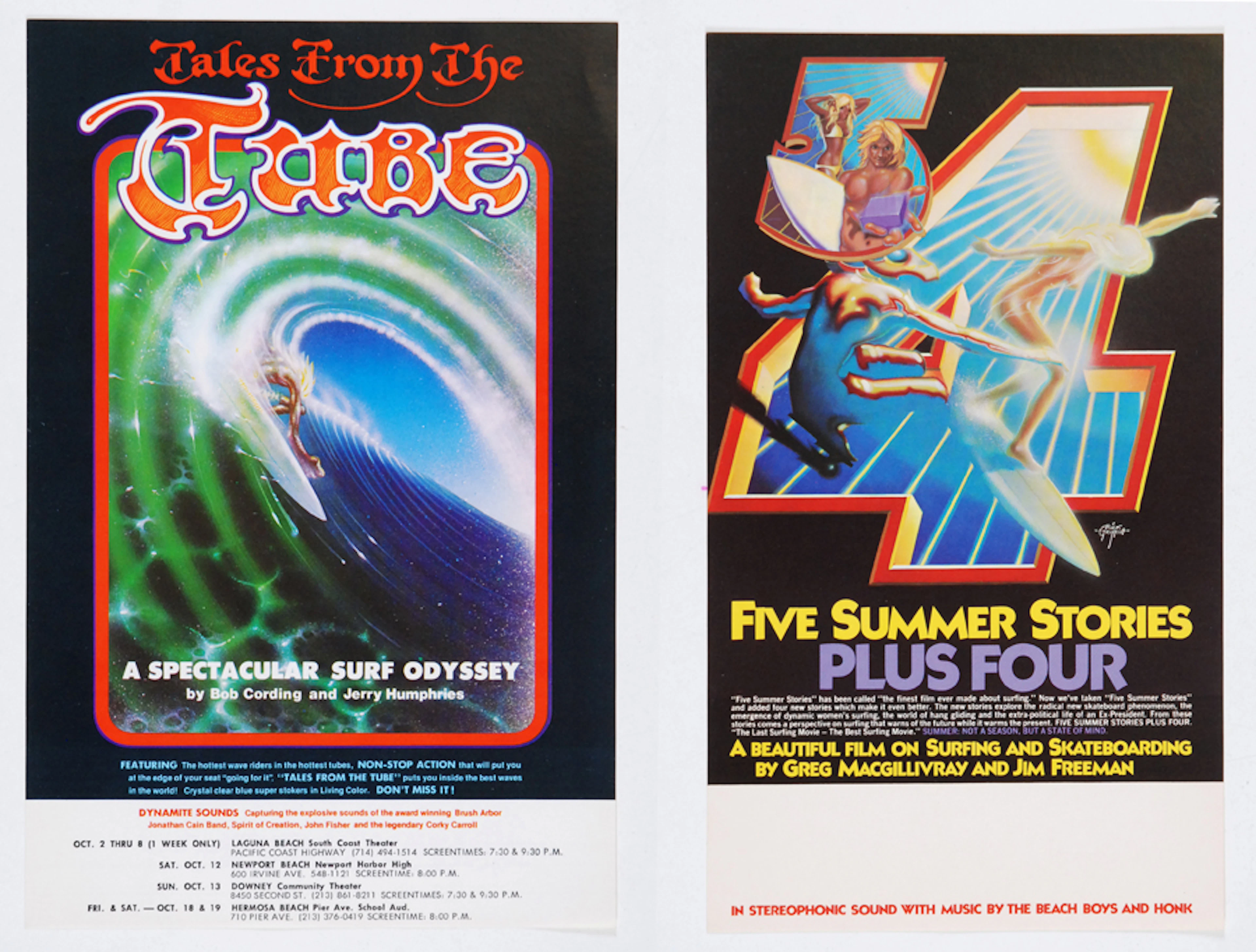 Collection of 2 Original Rick Griffin Surf Movie Handbills! PAE Graded Mint “95”