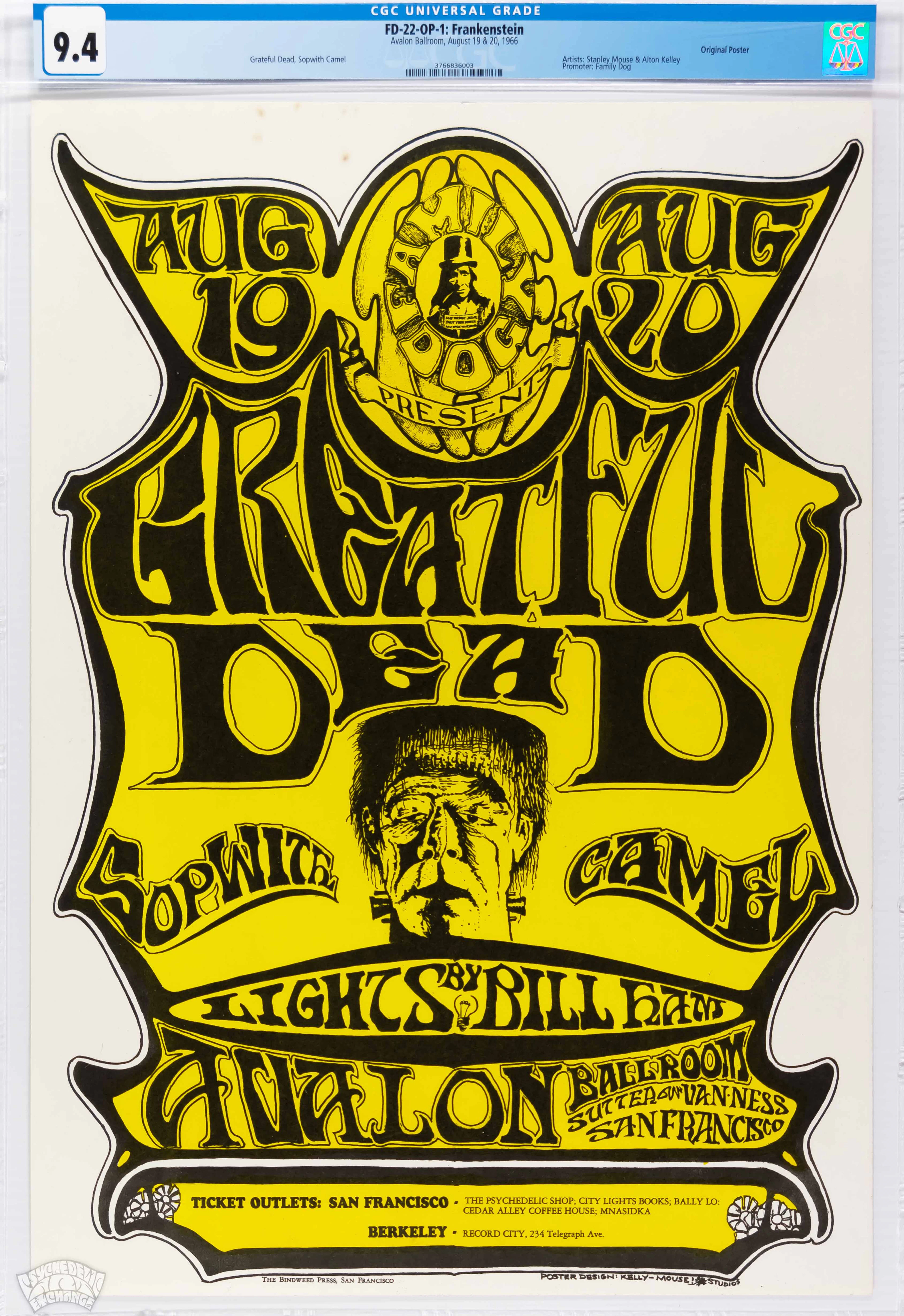 1966-FD-22-OP-1-Grateful Dead-Avalon Ballroom Concert Poster-CGC Graded 9.4