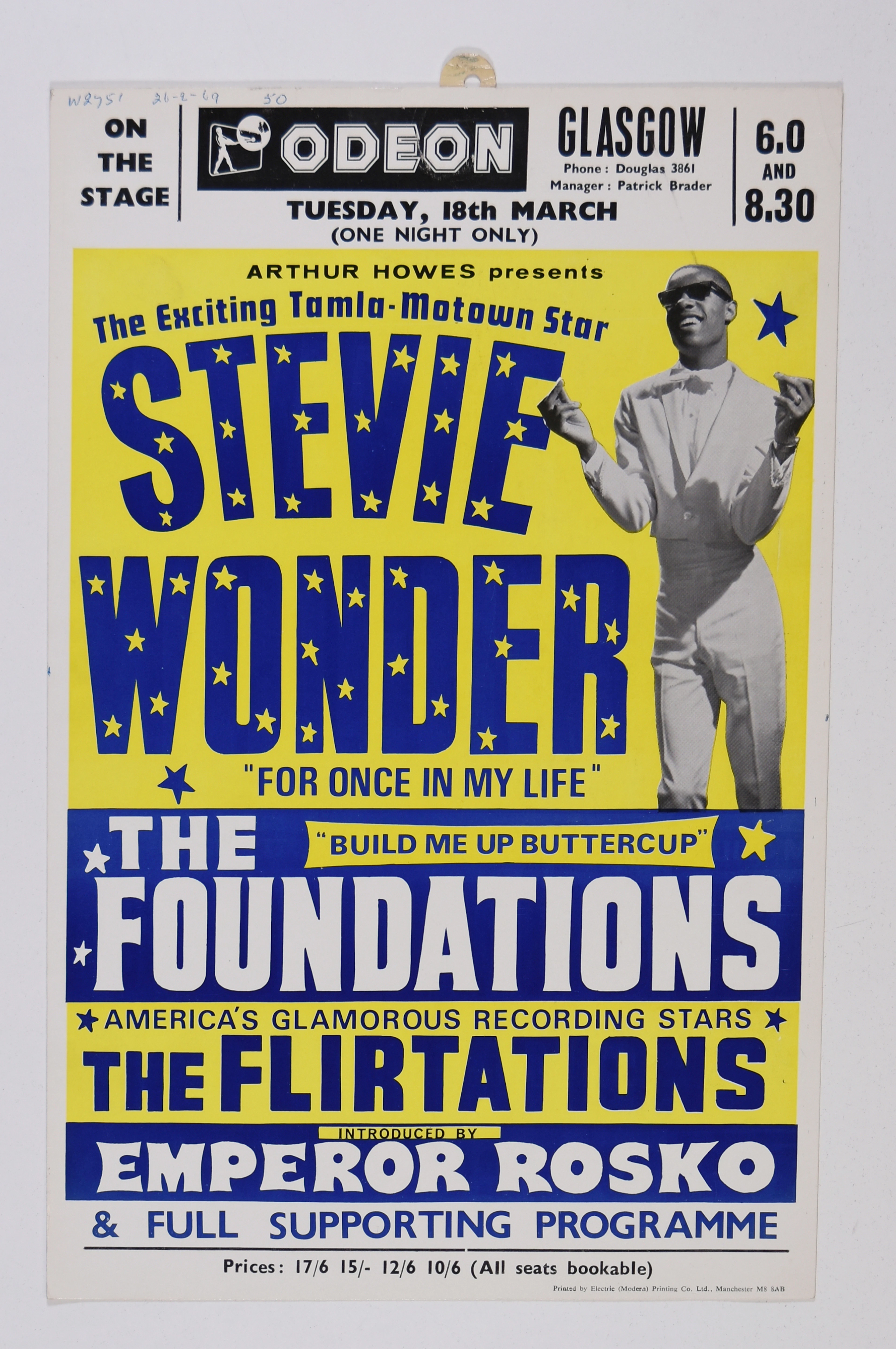 1969–Stevie Wonder-The Odeon Theatre Concert Poster-SUPER...