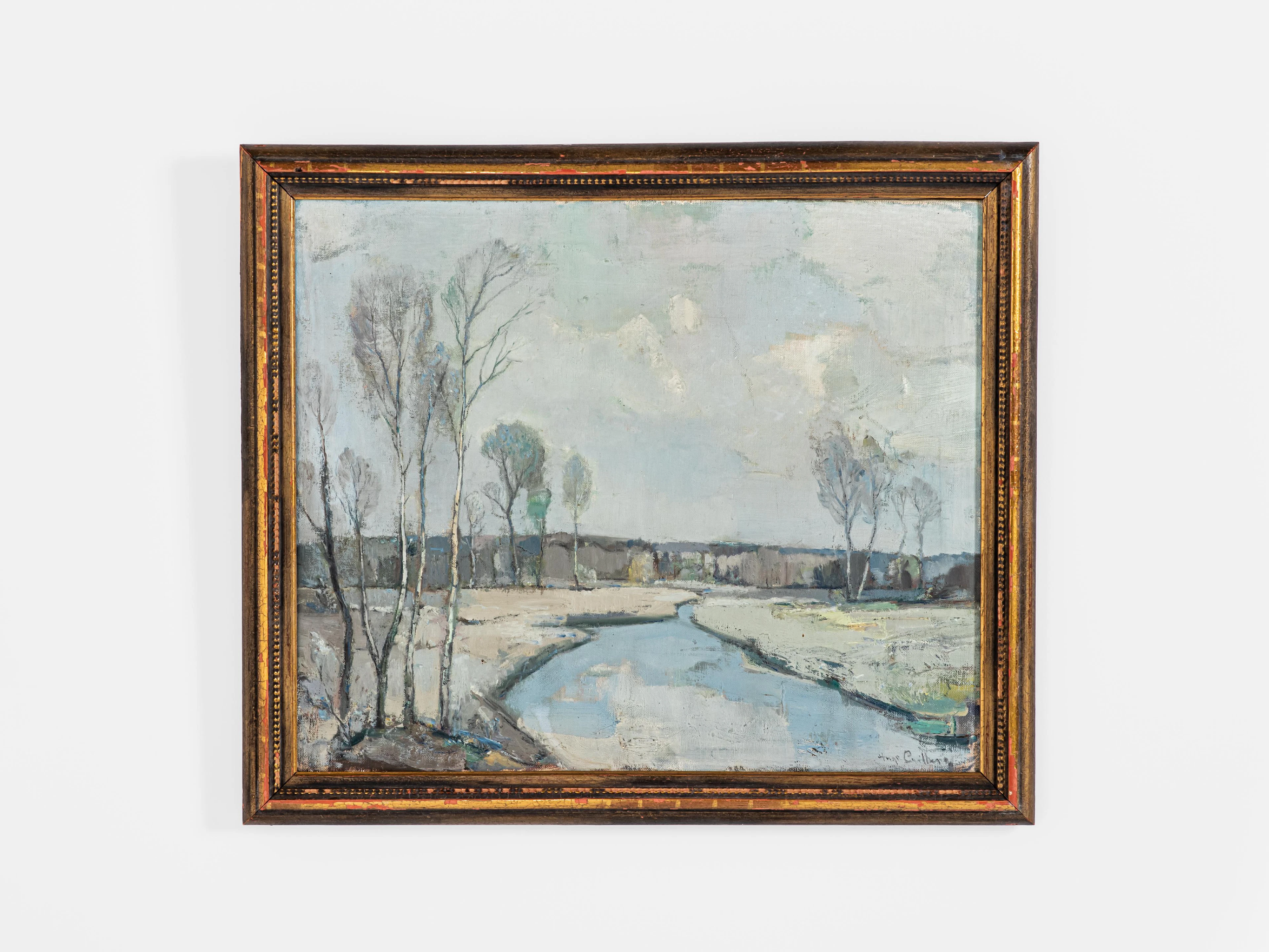 HUGO CARLBERG (1880-1943), olja på duk, "Vårdag vid ån", sign. Hugo Carlberg
