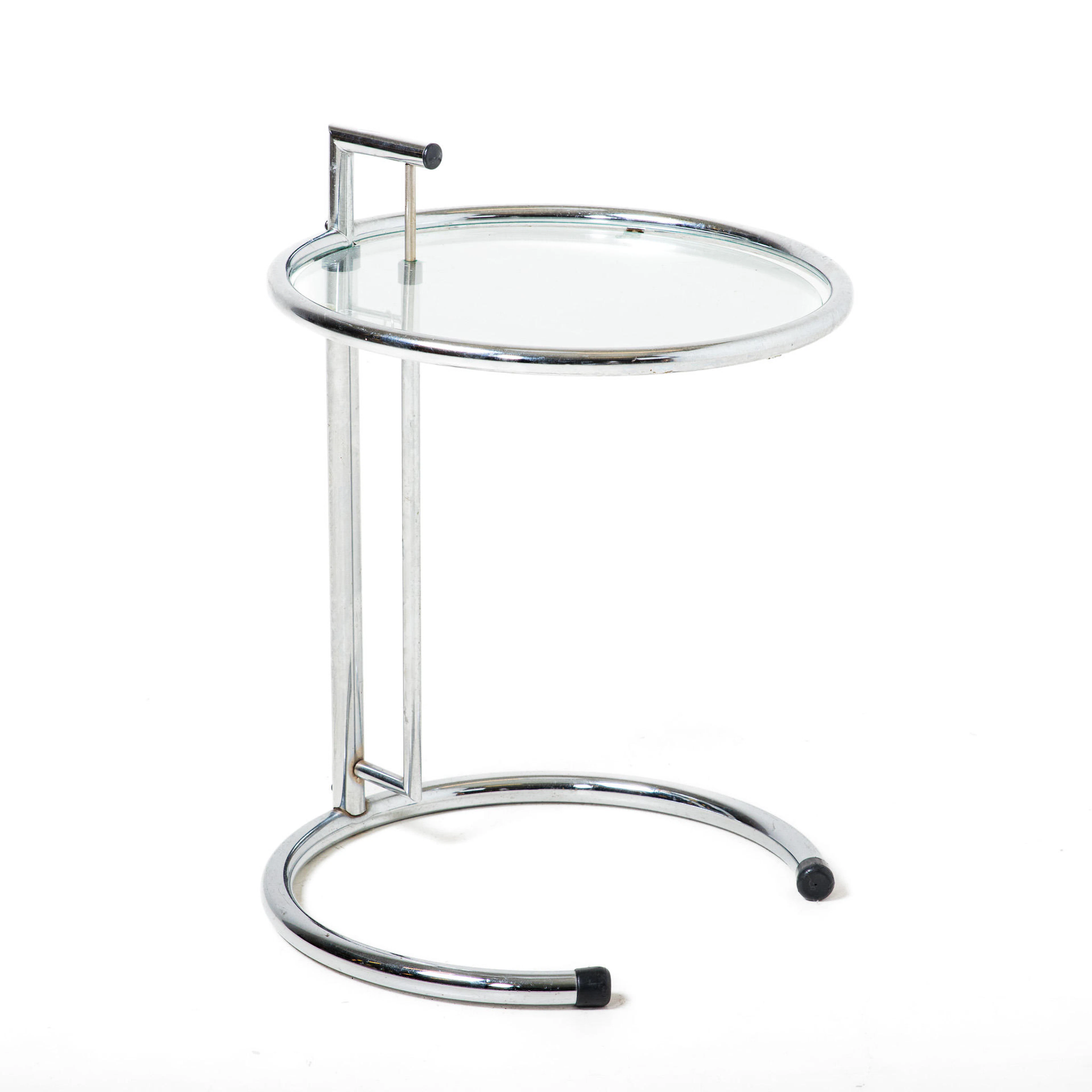 ADJUSTABLE TABLE, Eileen Grey, sidobord, krom & glas, samtida