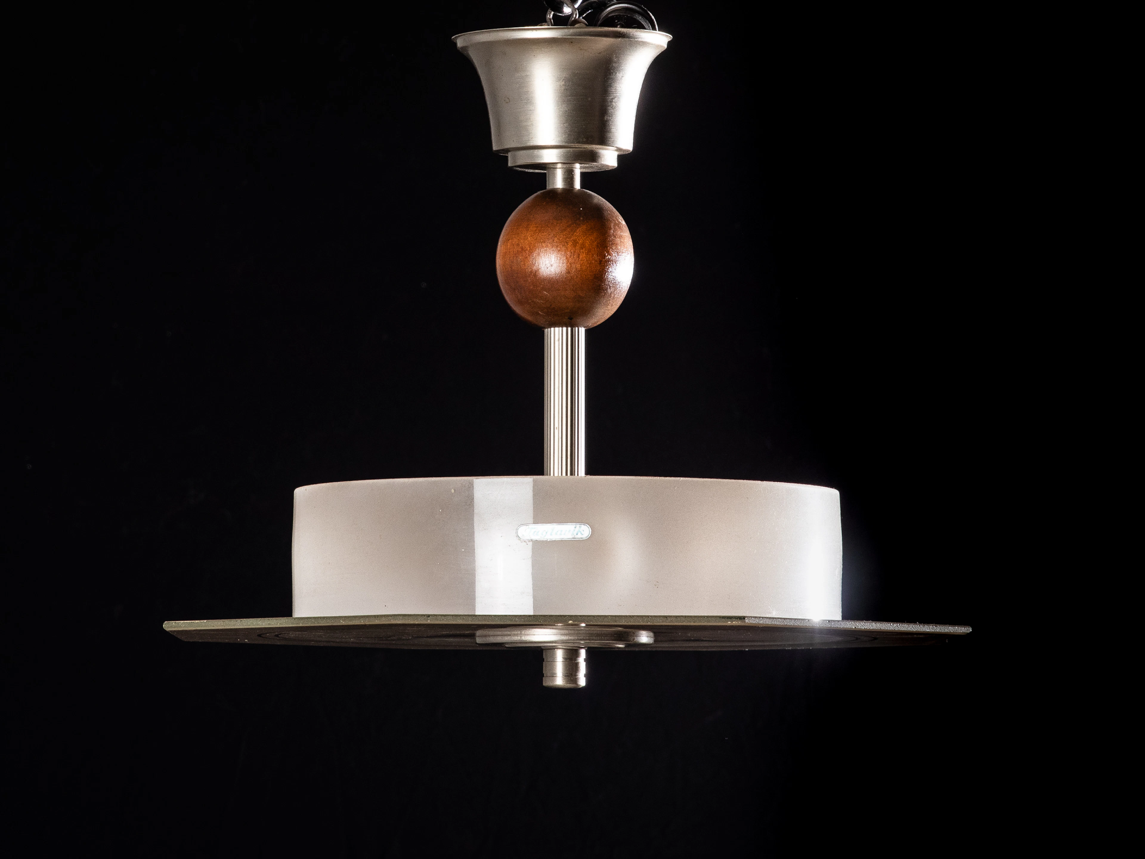 TAKLAMPA, Fåglavik, Art Deco, 1920/30-tal, frostad oktagonal glasskiva