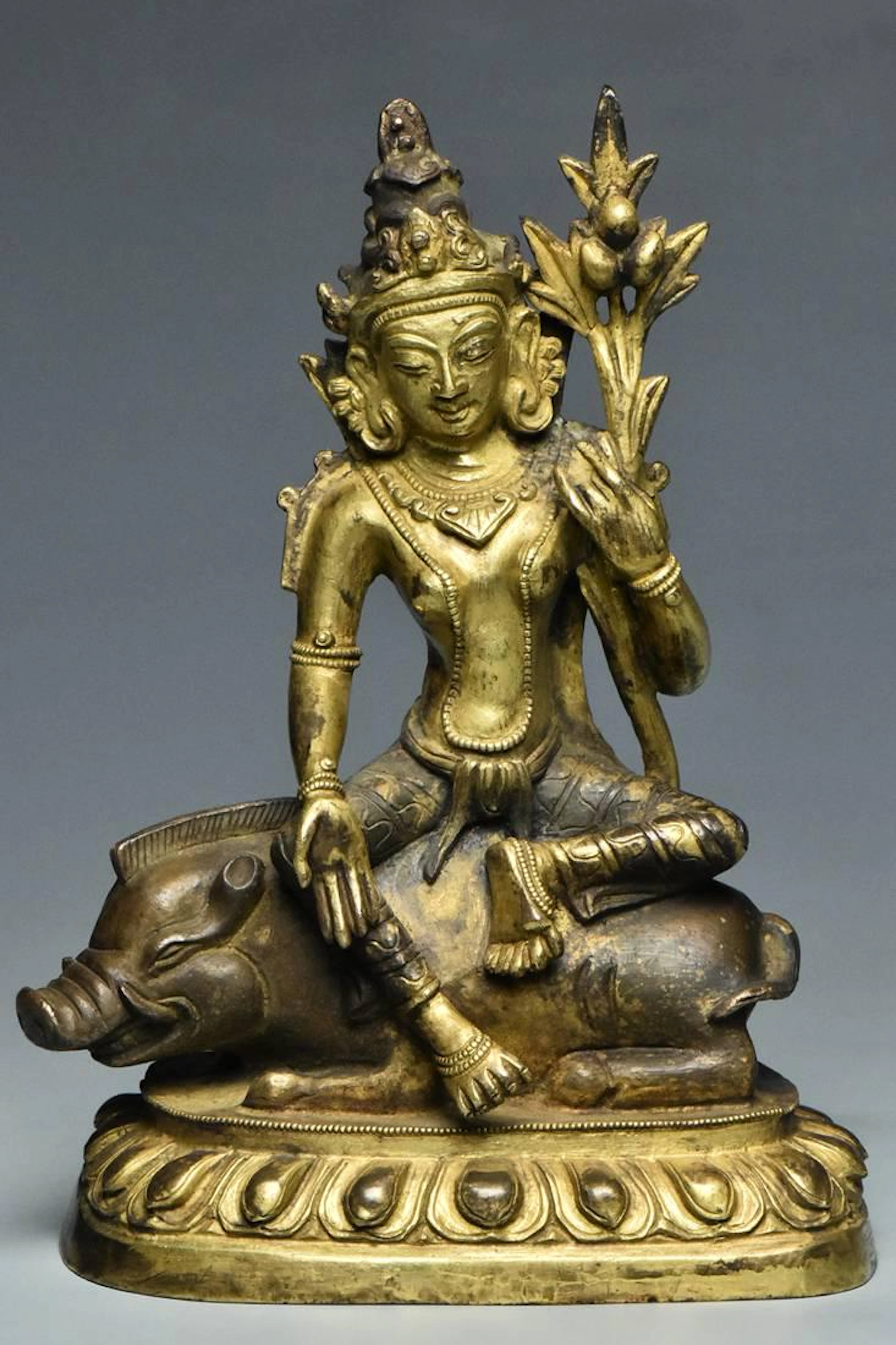 A qing dynasty gilt bronze figure of tara 18th c