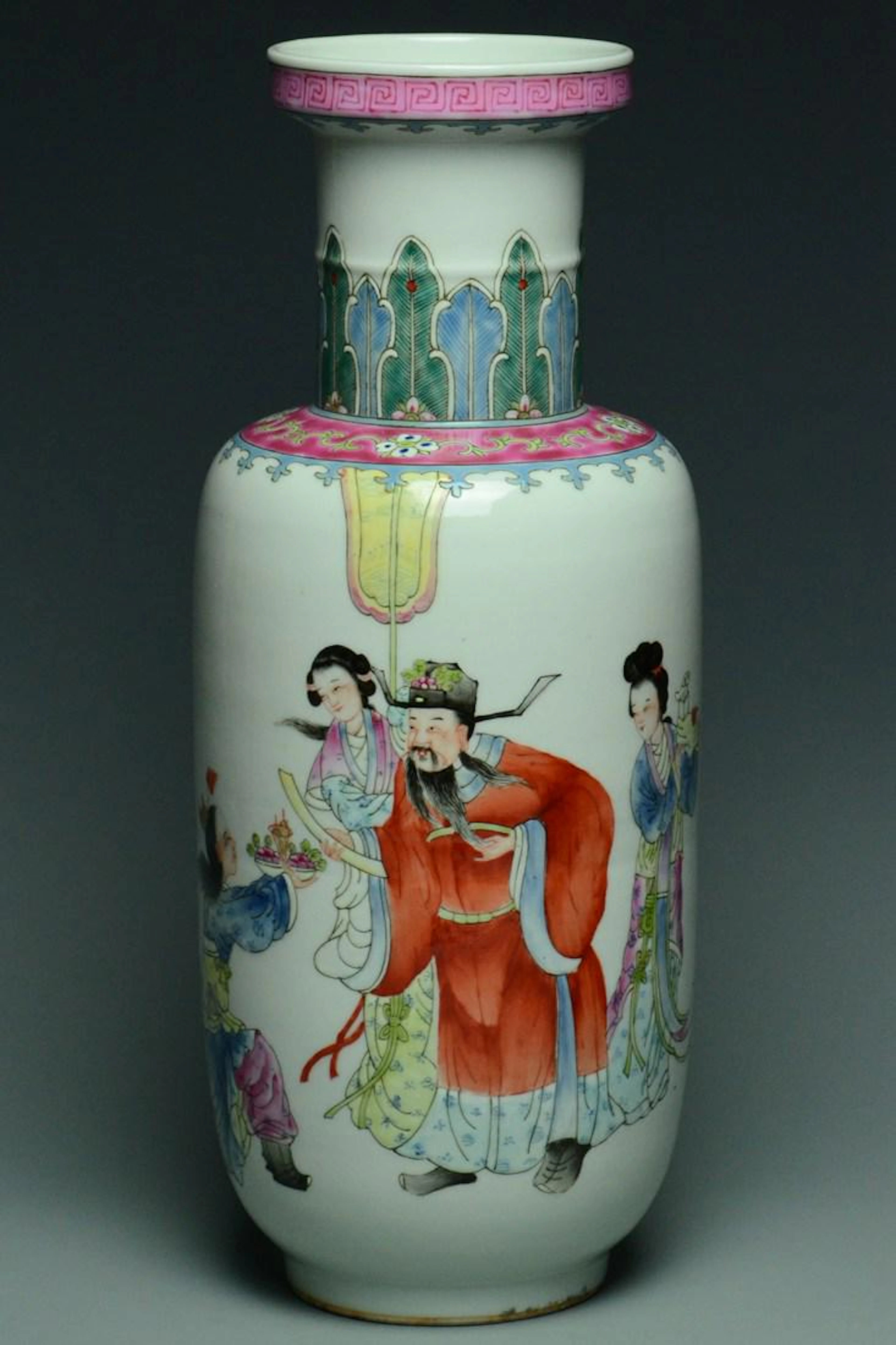 A famille rose figure subject vase