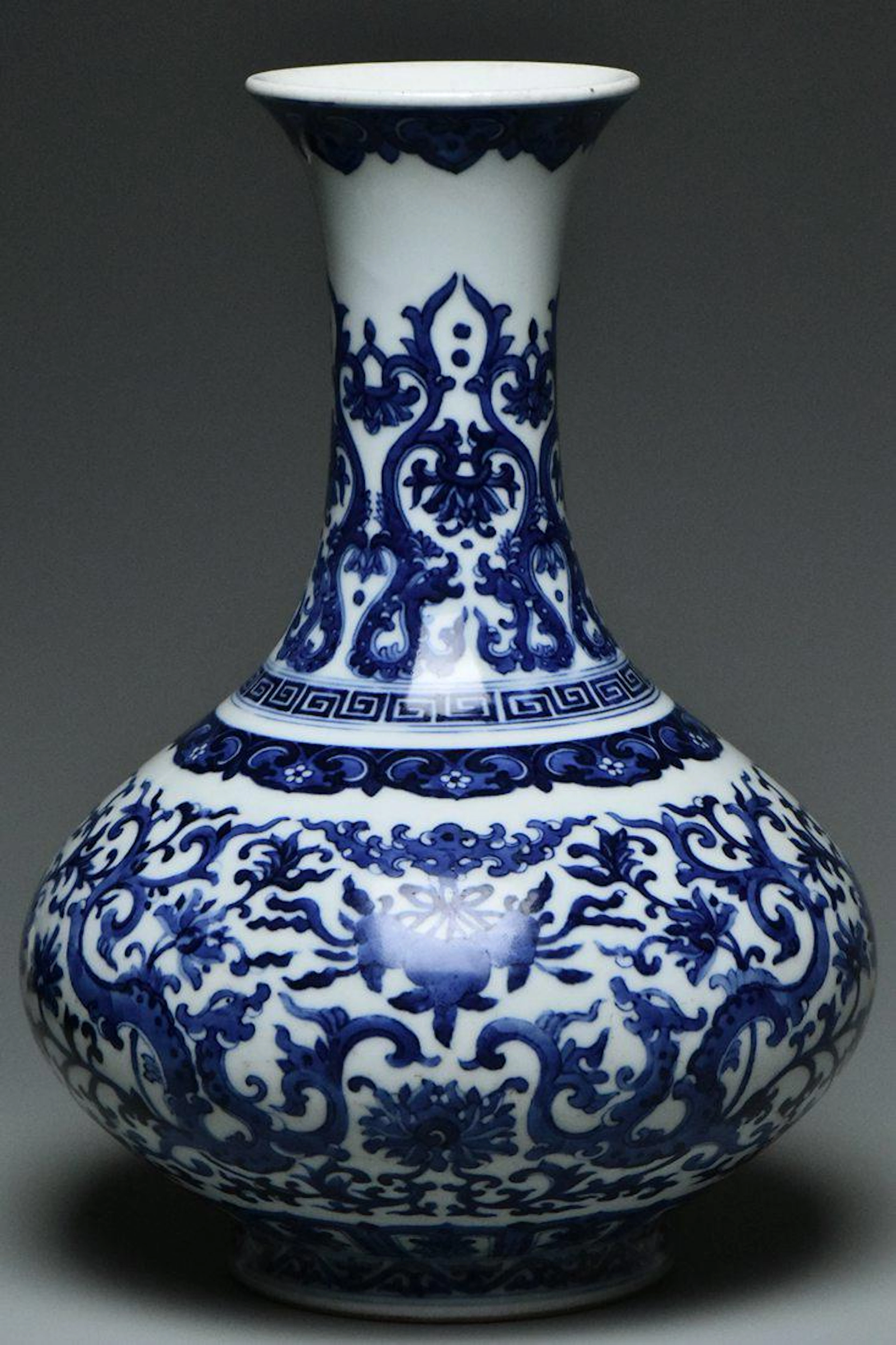 A qing dynasty blue and white vase qianlong mark