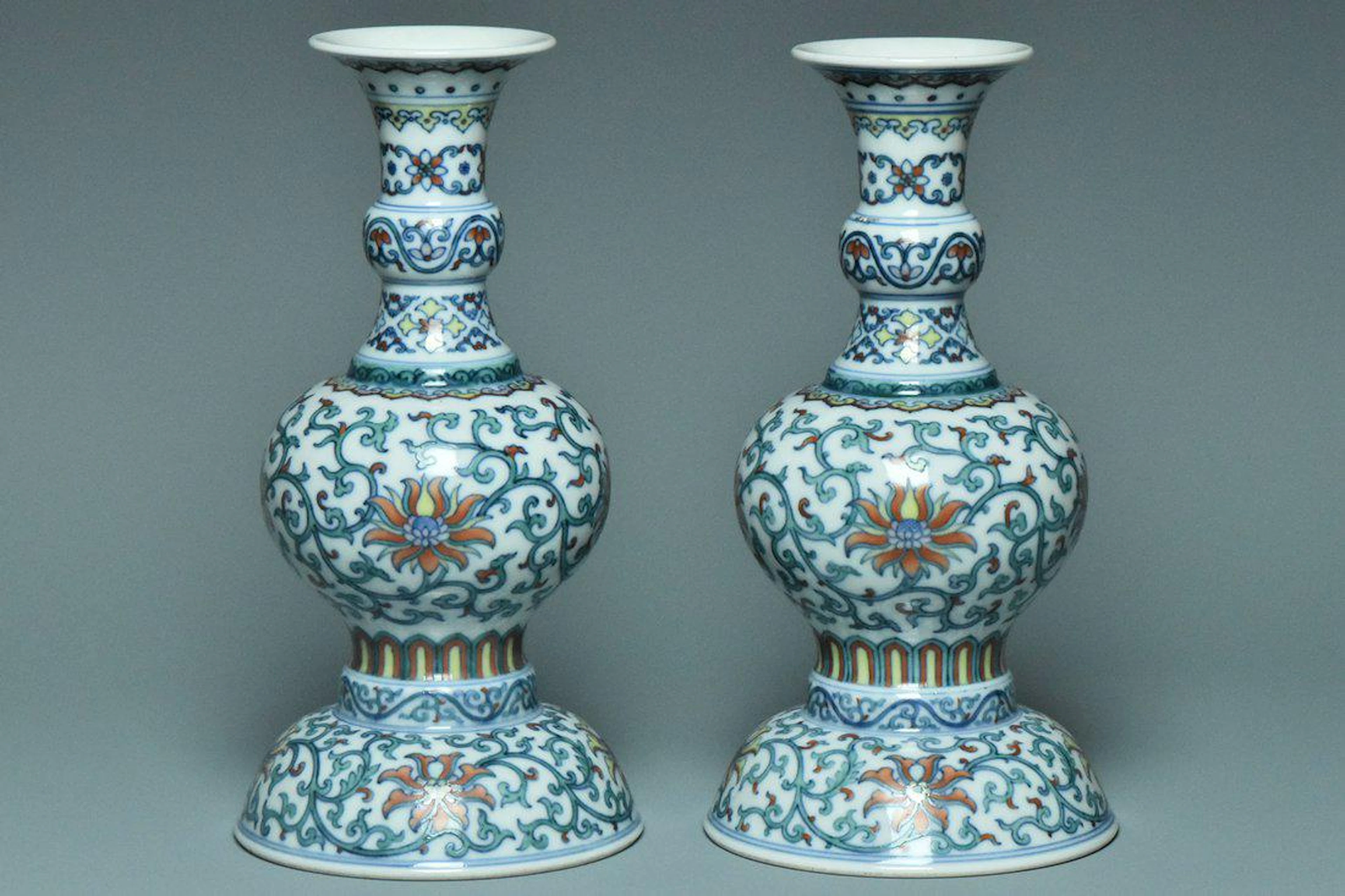 A pair of doucai vases qianlong mark and period