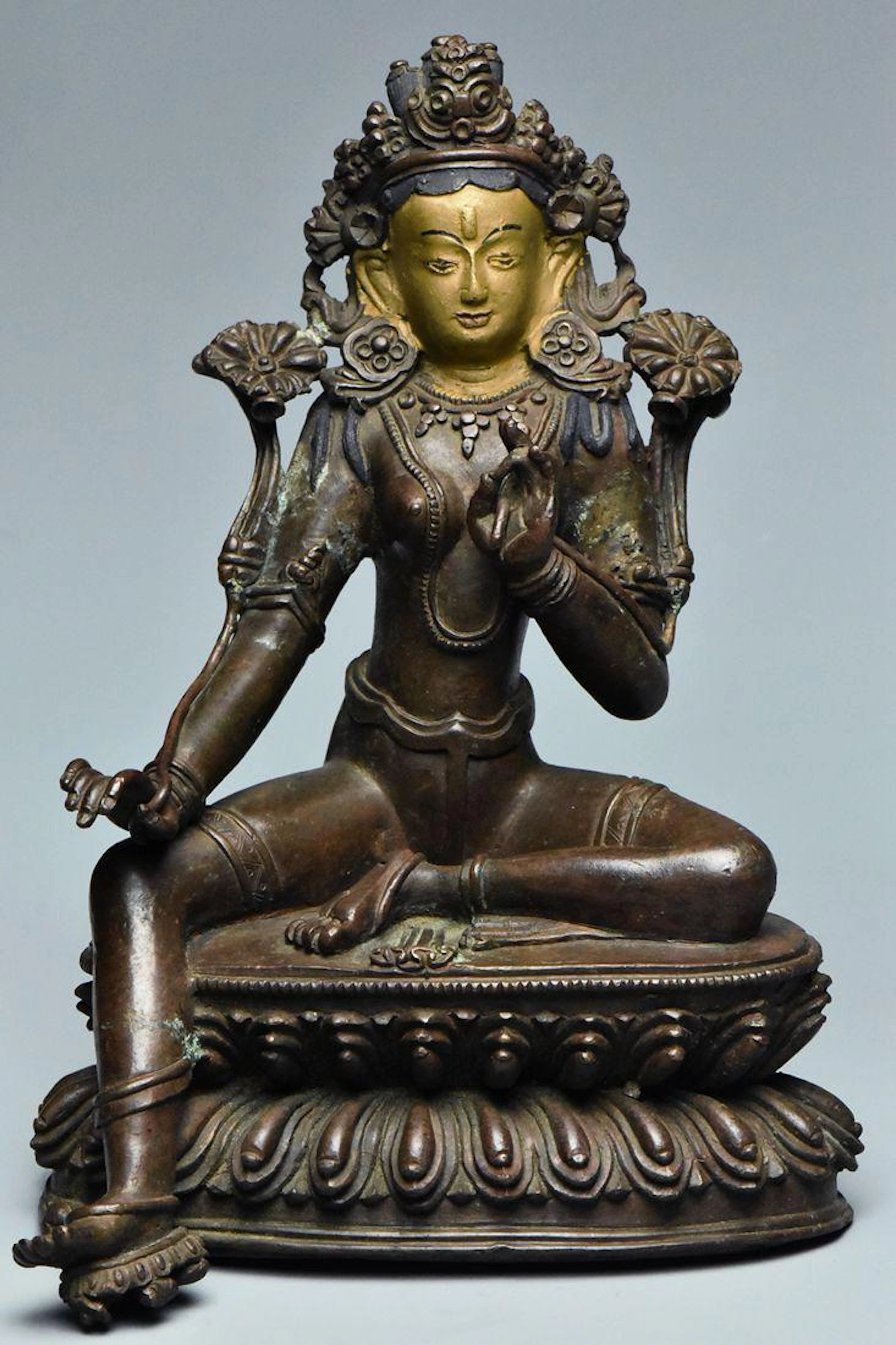 A sino-tibetan bronze figure of green tara
