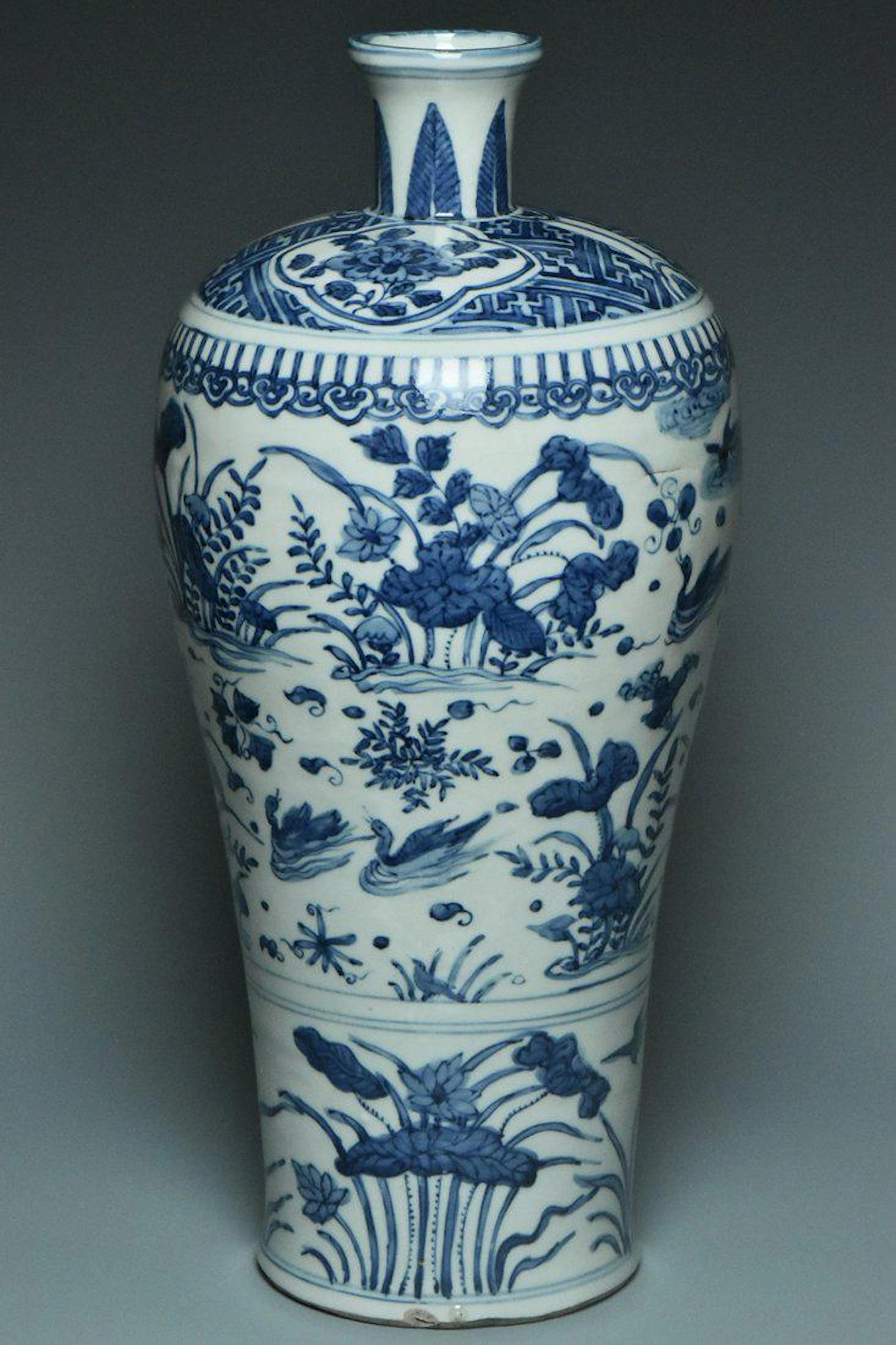 A large ming dynasty blue and white meiping vase