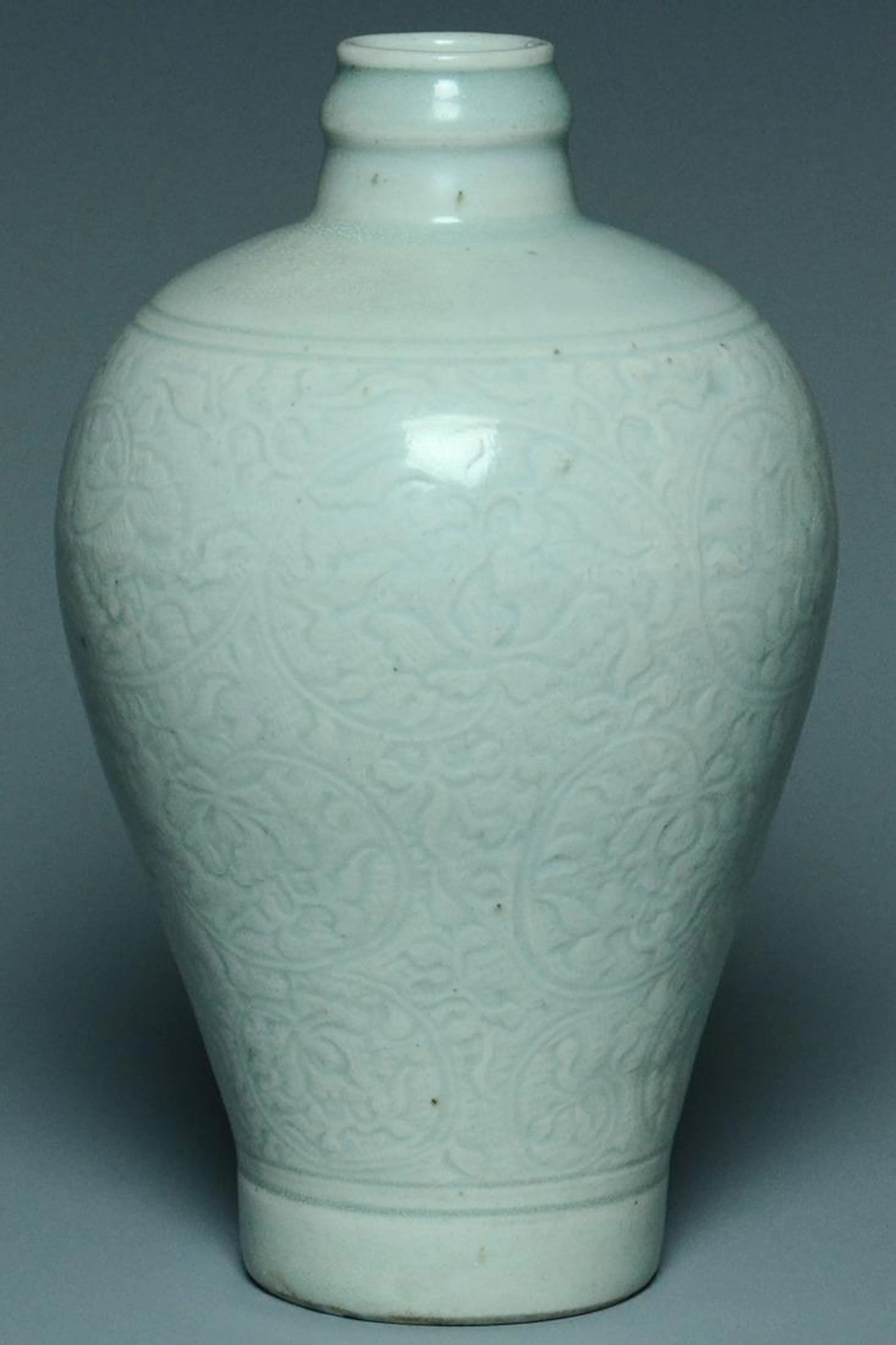 A song dynasty carved qingbai meiping vase