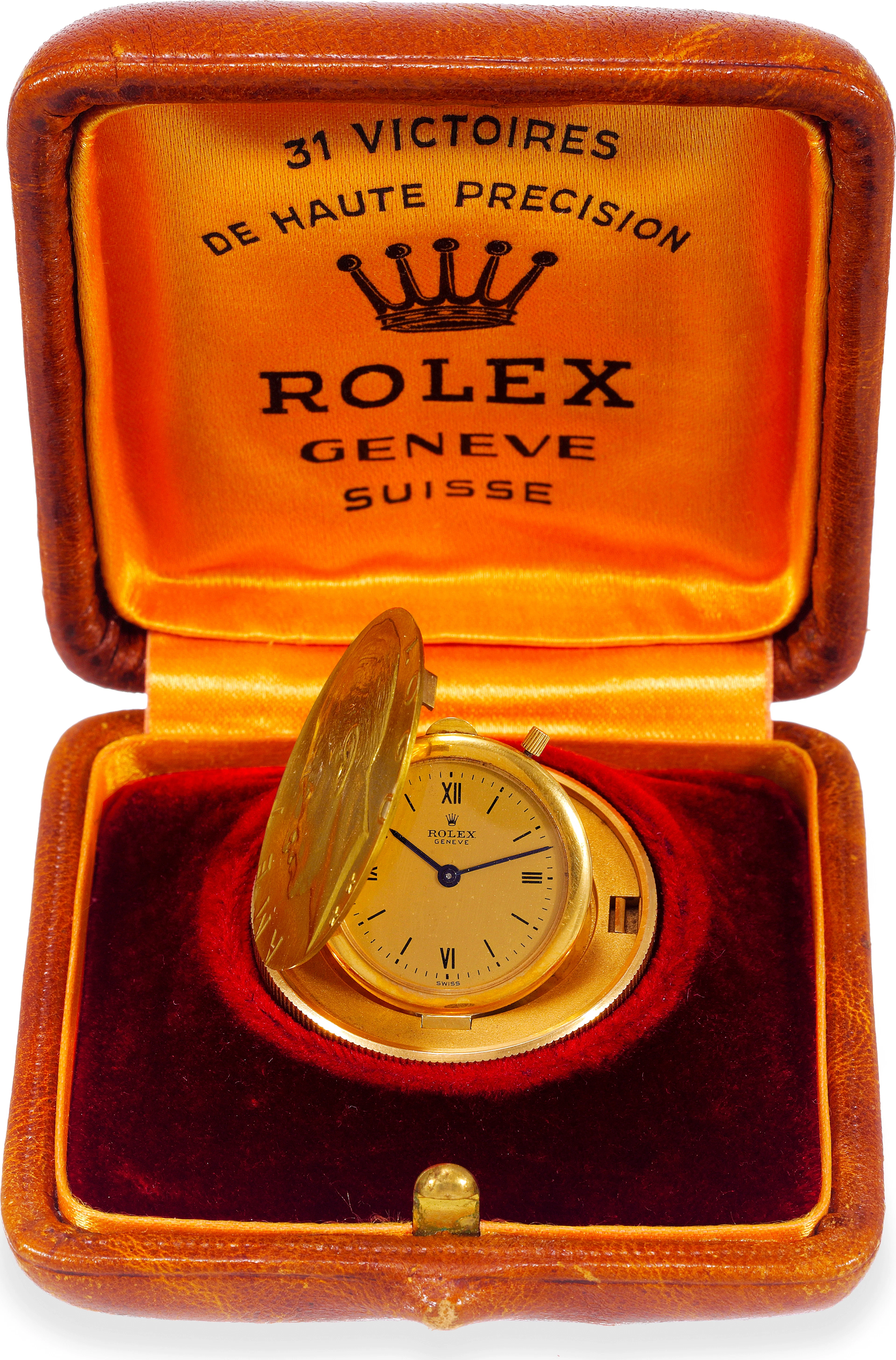 Viceroy Rolex, Geneva, Viceroy, Ref. 3789. Made in the 1980s. Fine and rare, extra thin, 18K yellow gold coin watch set into an Albanian 100 franc coin dated 1926.