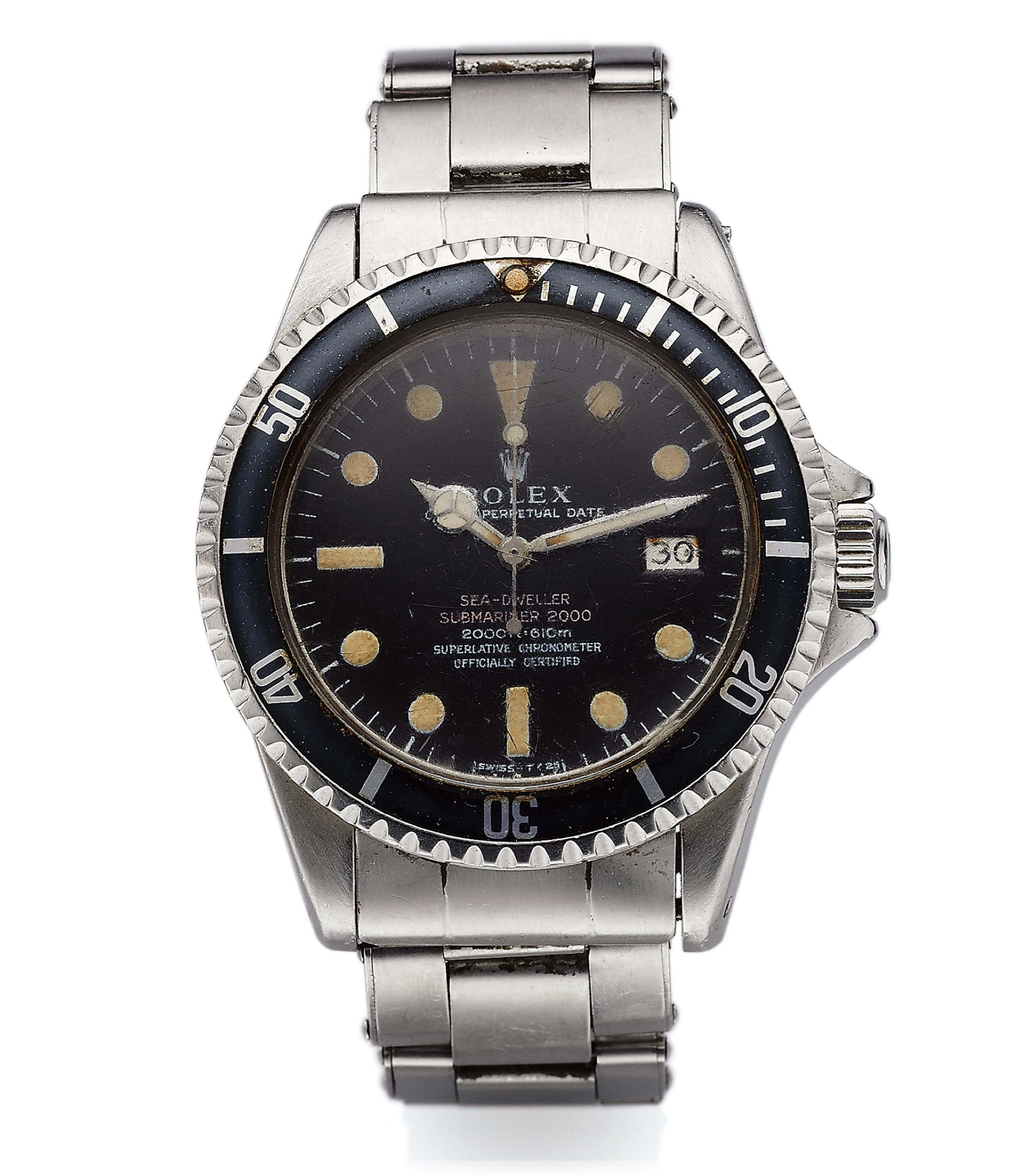 PHILIPPE COUSTEAU'S (SON OF JACQUES COUSTEAU) SEA-DWELLER ROLEX REF. 1665 EARLY PATENT PENDING WITH DOUBLE RED MARK I DIAL STEEL Rolex, "Oyster Perpetual Date, Sea-Dweller, Submariner 2000, 2000 ft. =