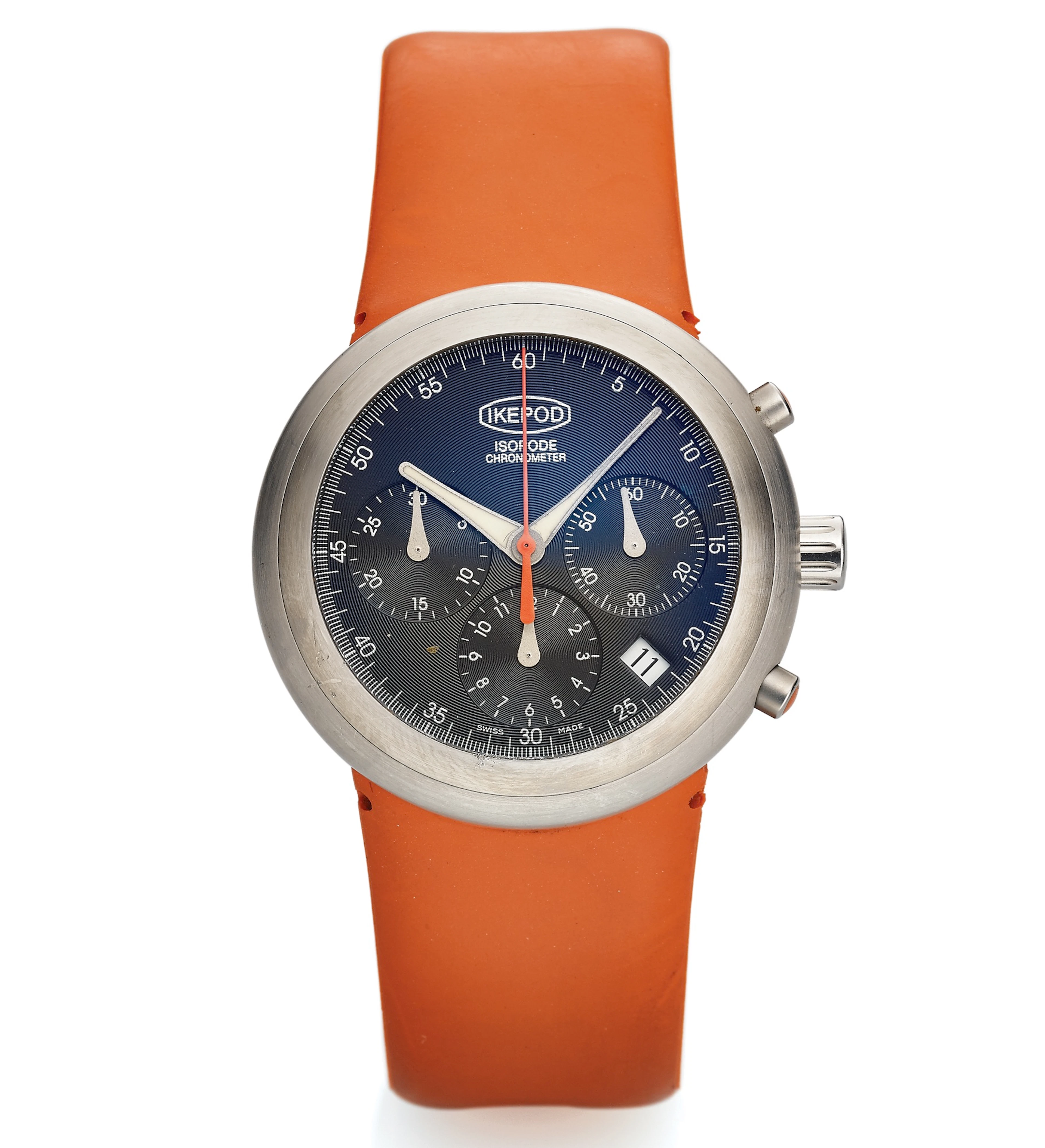 IKEPOD ISOPODE CHRONOMETER CHRONOGRAPH STEEL Ikepod Watch Co., Mark Newson Design, Isopode Chronometer, No. 0730/9999. Made in a limited edition of 9999 examples in the 2000's