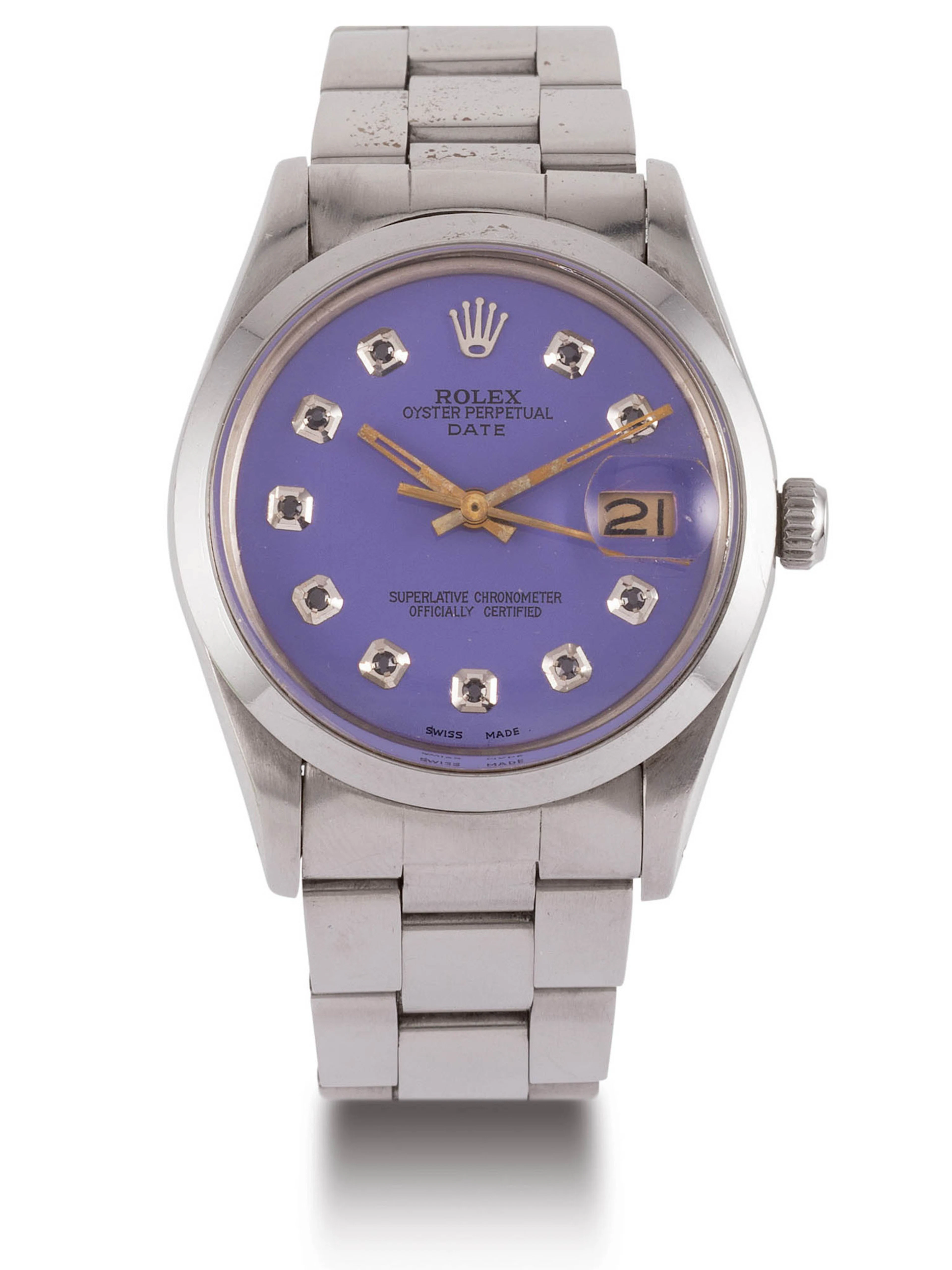 ROLEX OYSTER DATE CUSTOM DIAL STEEL Fine stainless steel self-winding...