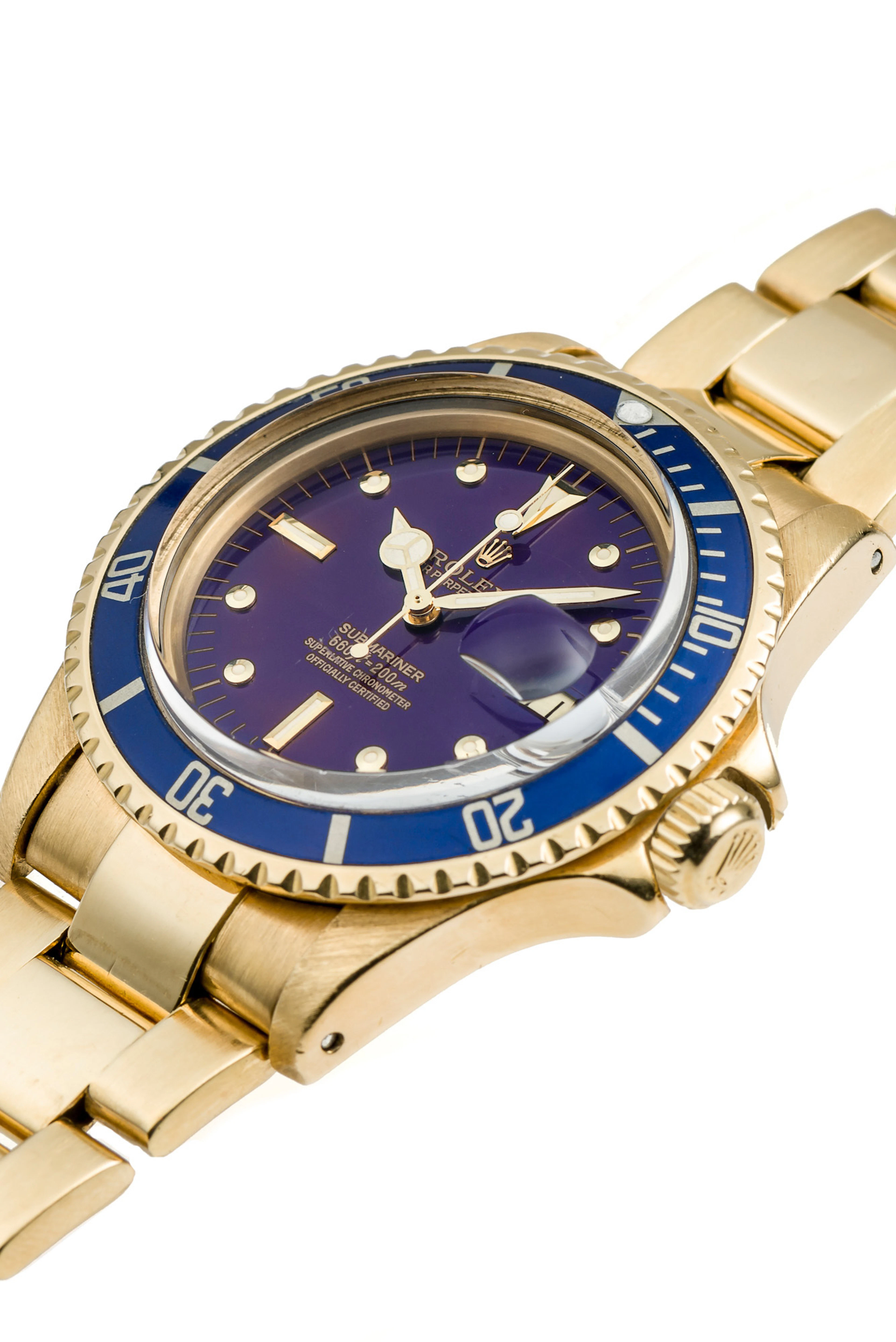ROLEX SUBMARINER REF. 1680 PURPLE DIAL, YELLOW GOLD 18KT