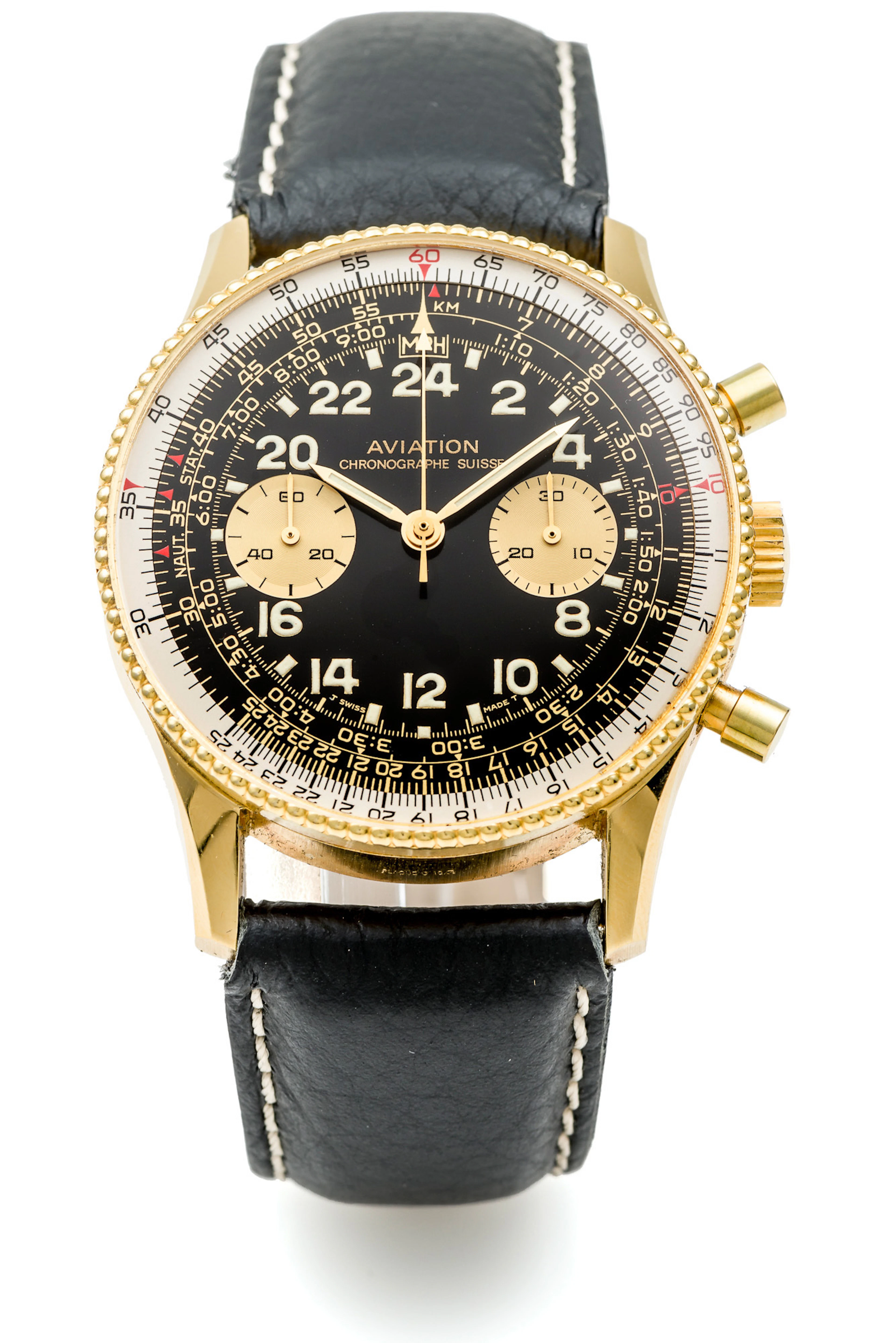 AVIATION, 24-HOUR CHRONOGRAPH, GOLD PLATED