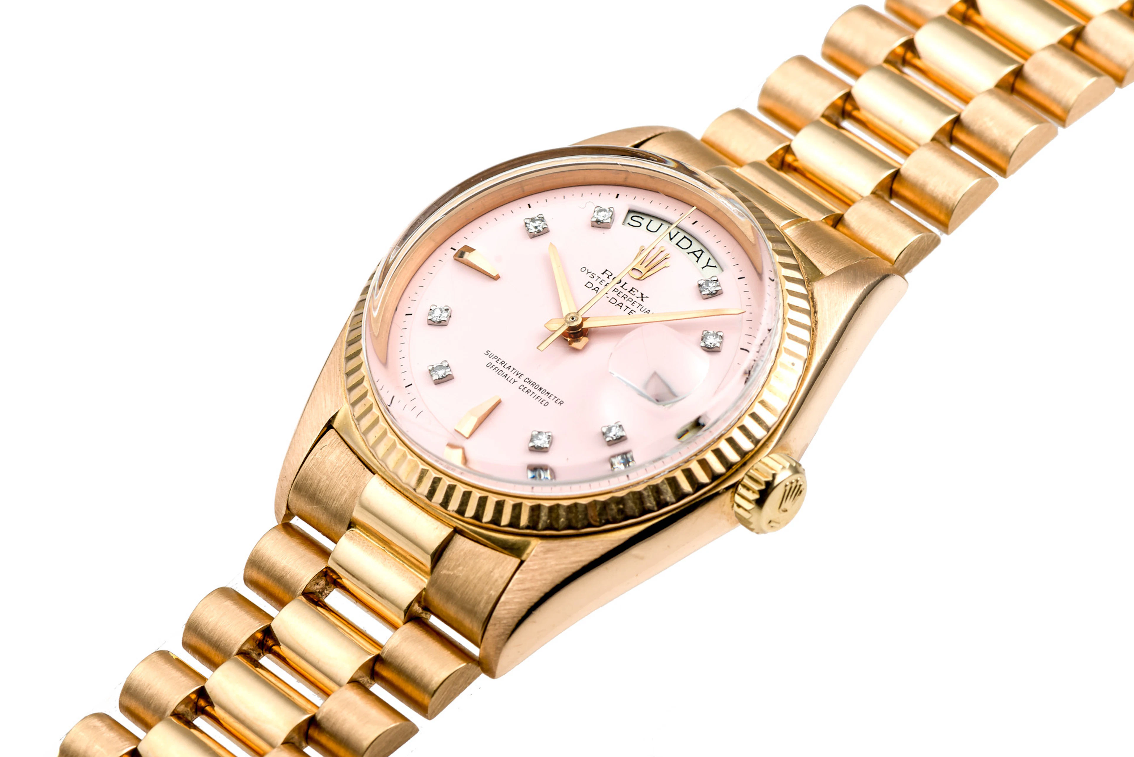 ROLEX DAYDATE REF. 1803 ROSE GOLD 18KT WITH PINK STELLA 8 DIAMONDS DIAL.