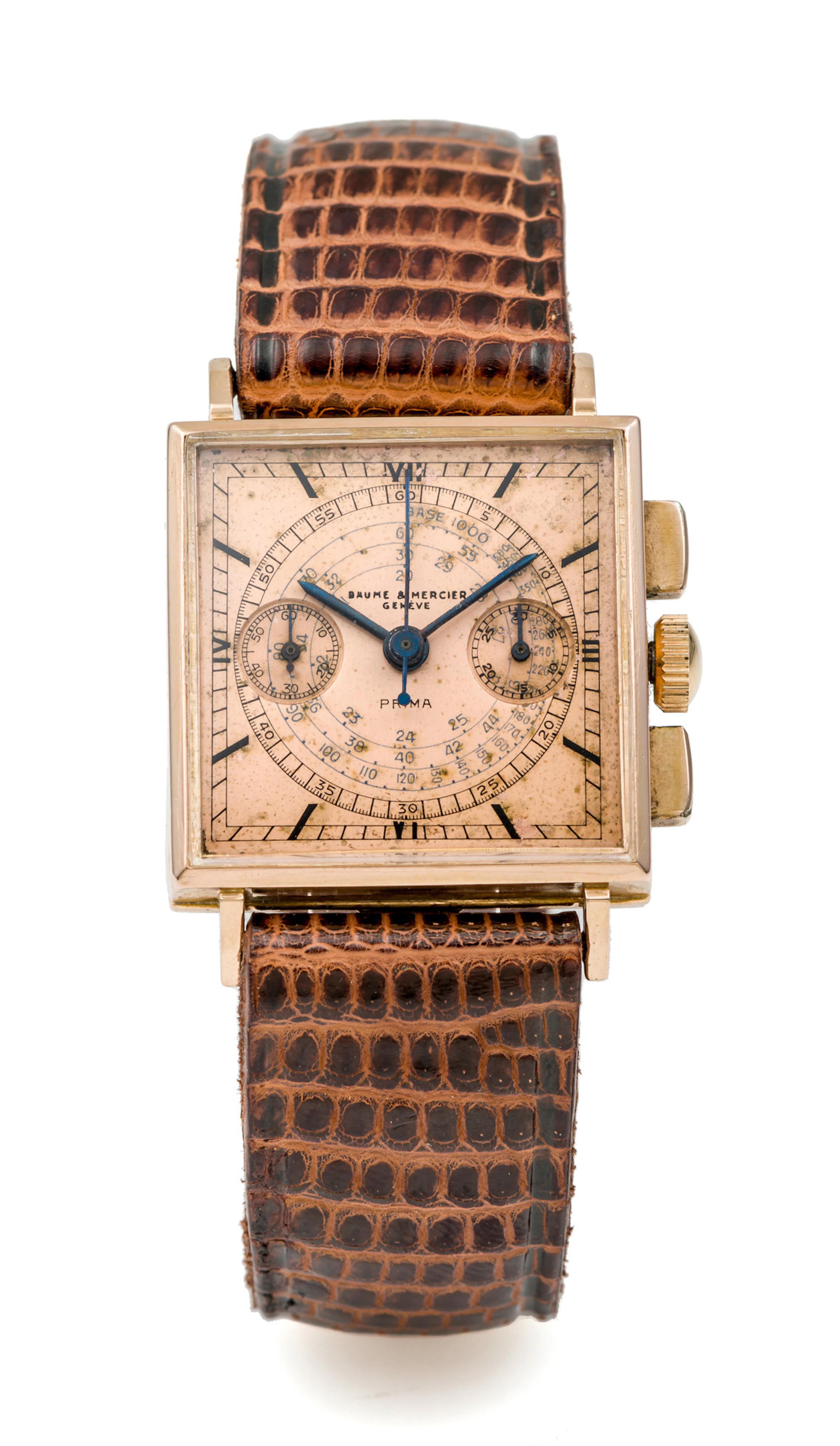 BAUME & MERCIER, PRIMA, SQUARE CHRONOGRAPH, PINK GOLD