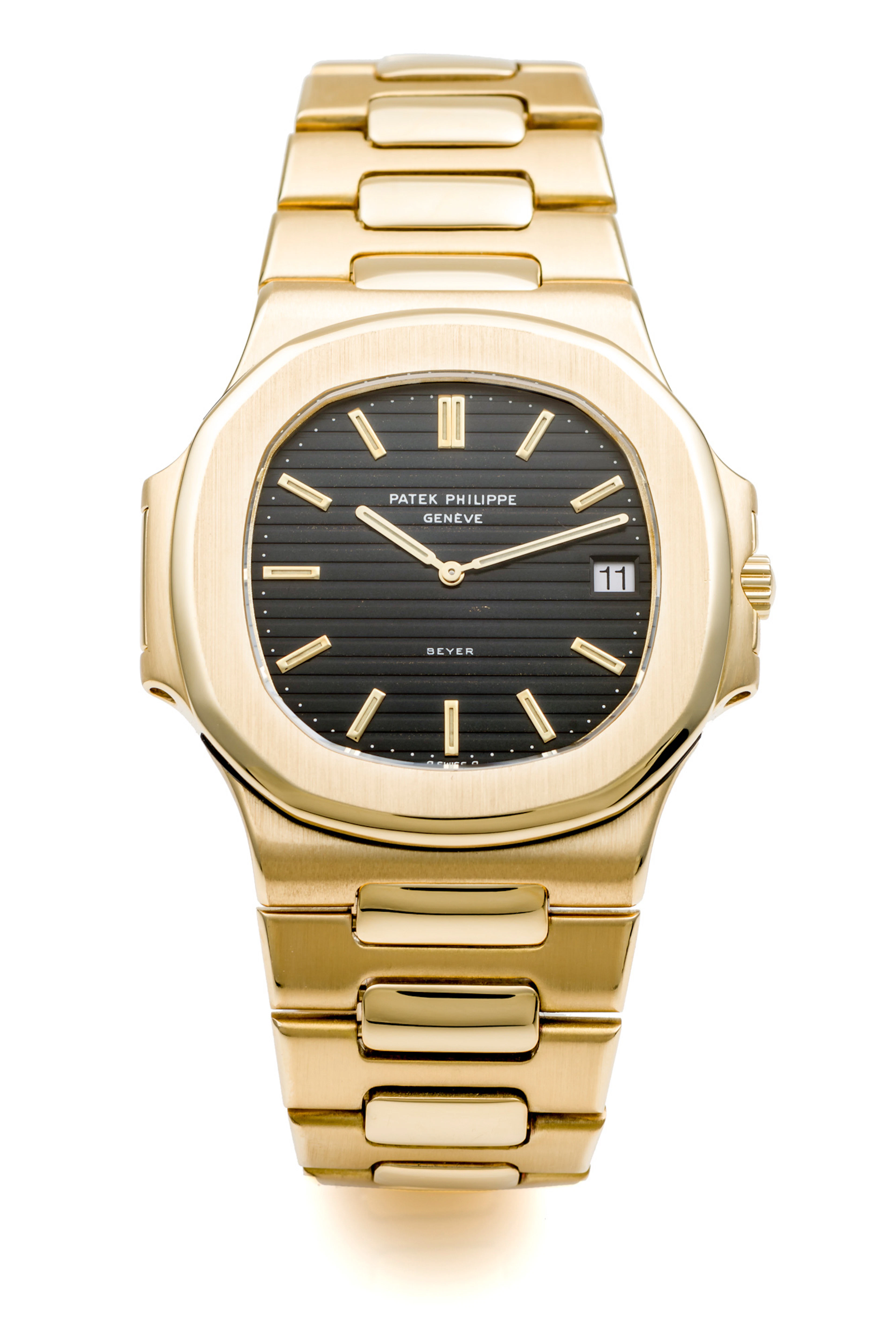 PATEK PHILIPPE, REF. 3700, JUMBO NAUTILUS, RETAILED BY BEYER, YELLOW GOLD