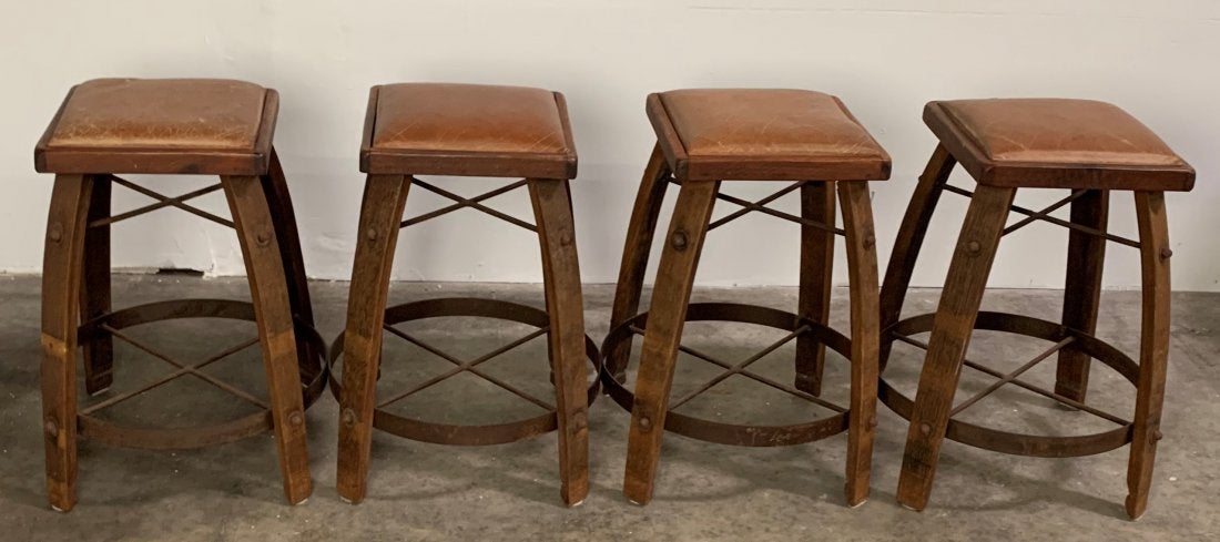 Set of 4 Whiskey Barrel Stave Counter Height Stools