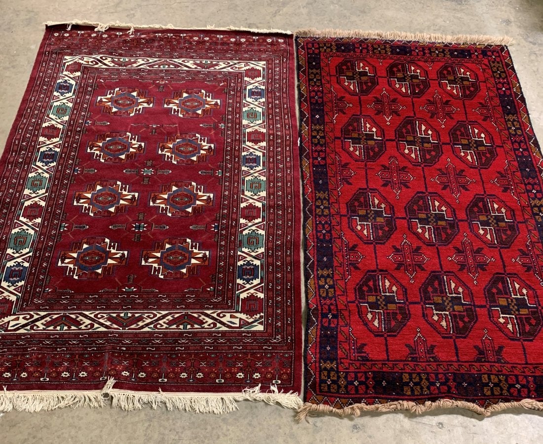 2 Handmade Wool Rugs-Baloch/Turkaman Designs