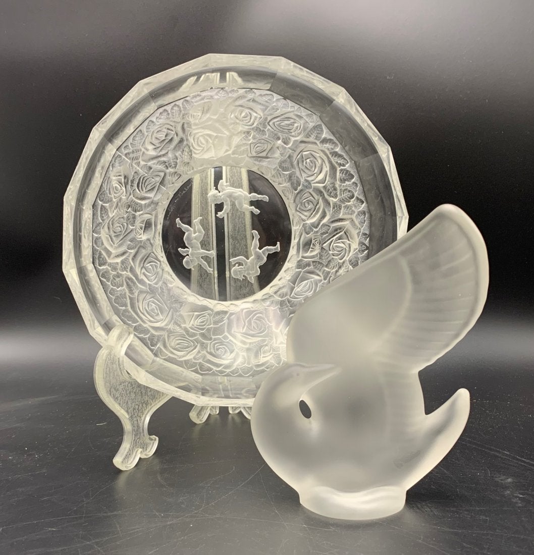 Vannes Crystal Swan/Crystal Bowl Attributed to Lalique